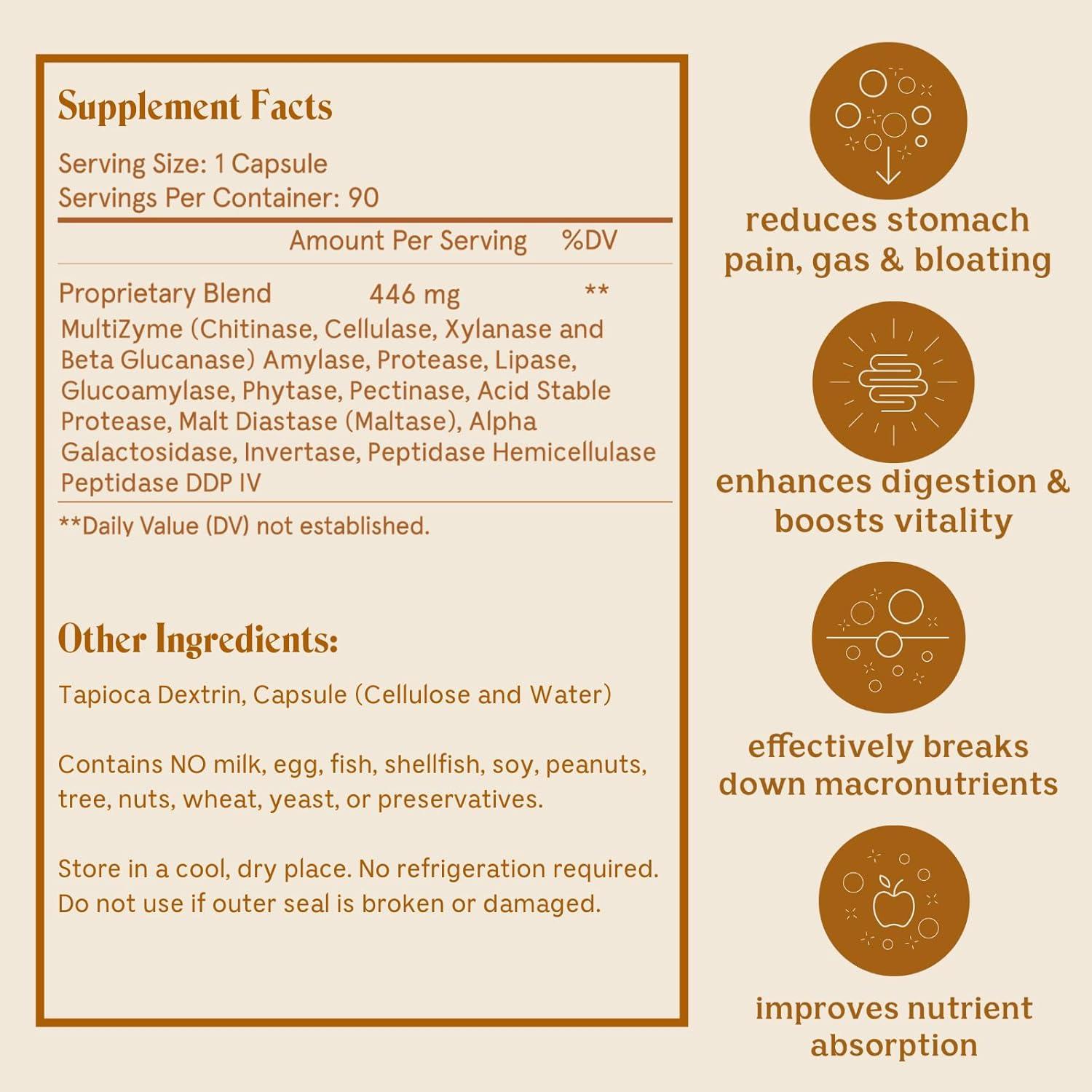 Enzimas Digestivas Solluna Kimberly Snyder 90 Cápsulas Veganas