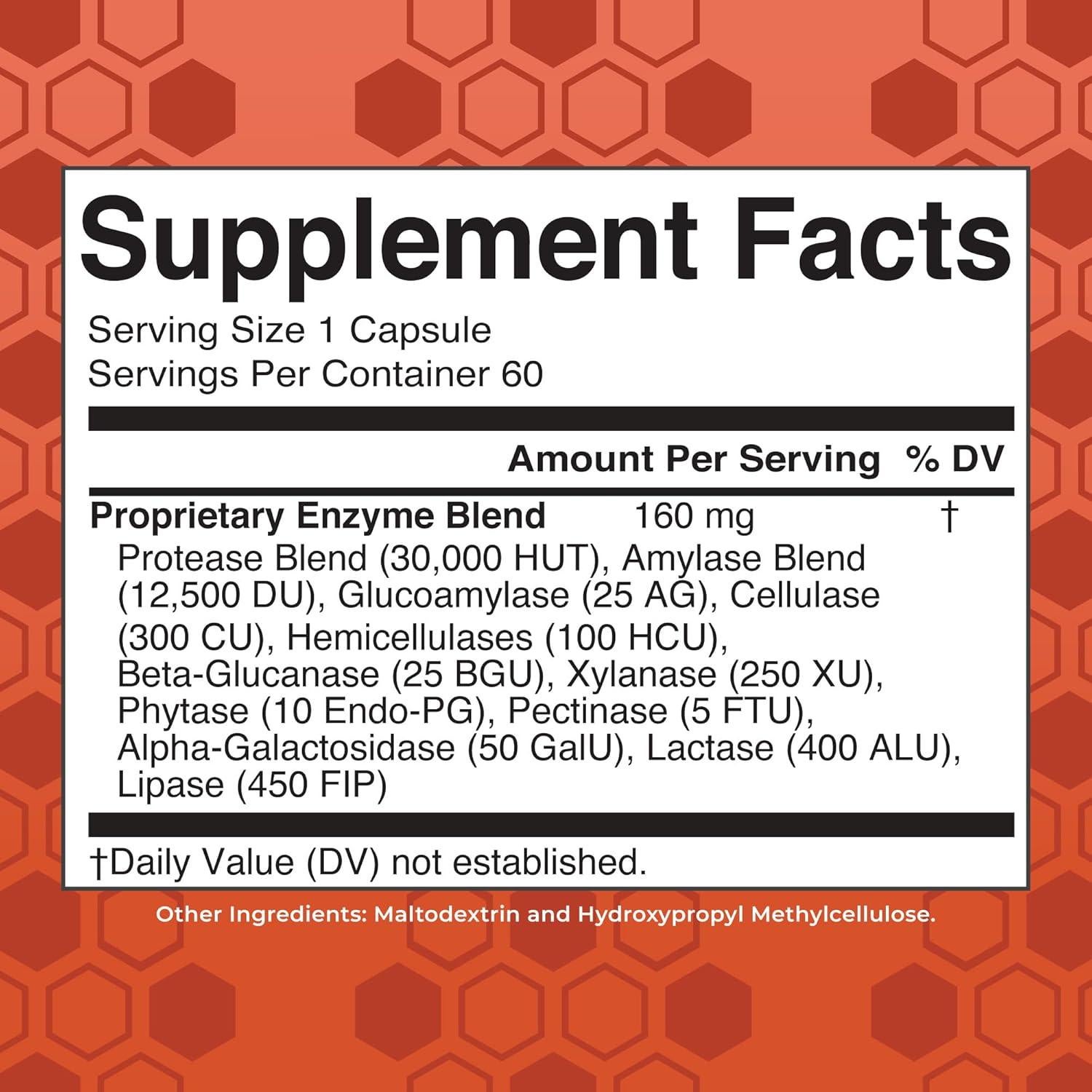 Enzimas Digestivas Veganas MaryRuth | 60 Cápsulas | No OGM