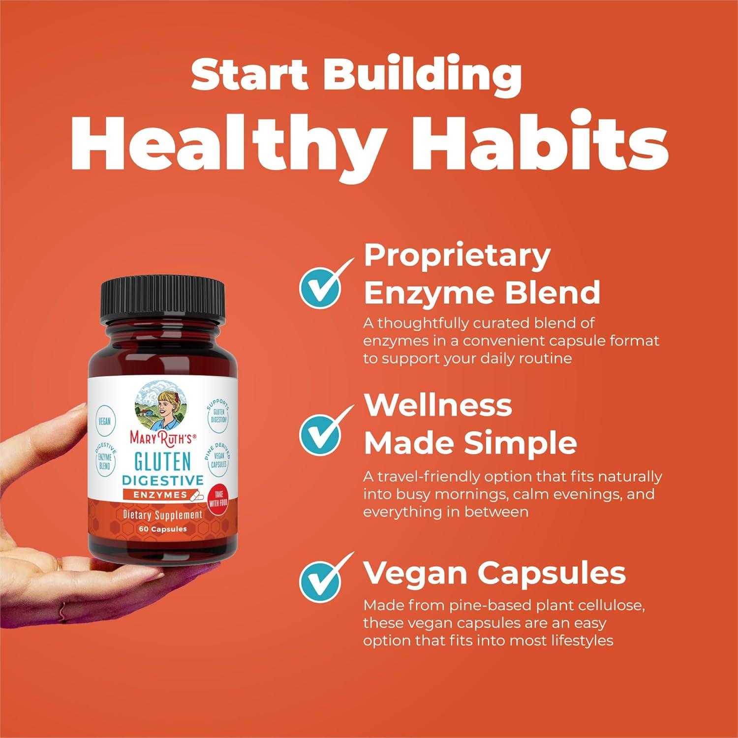 Enzimas Digestivas Veganas MaryRuth | 60 Cápsulas | No OGM