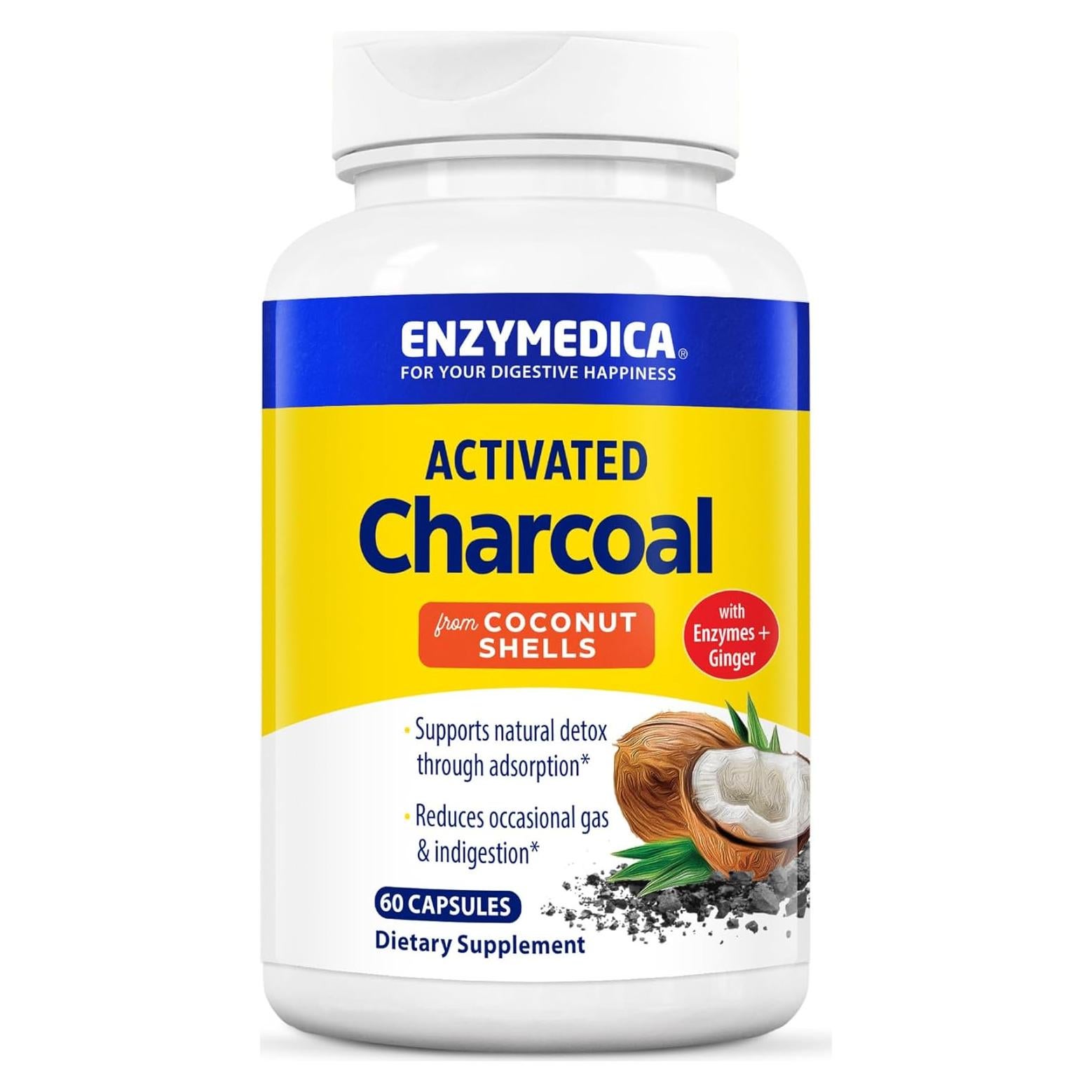 Carbón Activado Enzymedica 60 Cápsulas - Reduce Gas y Distensión
