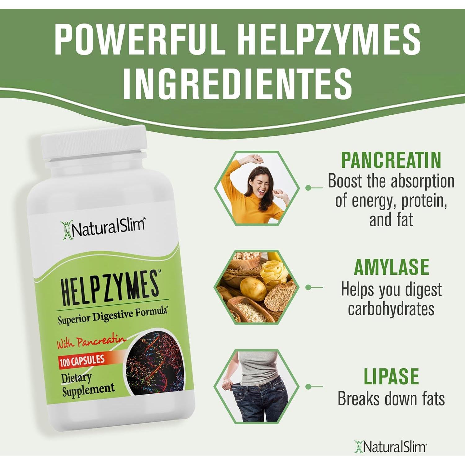 NaturalSlim Helpzymes Enzimas Digestivas 100 Cápsulas
