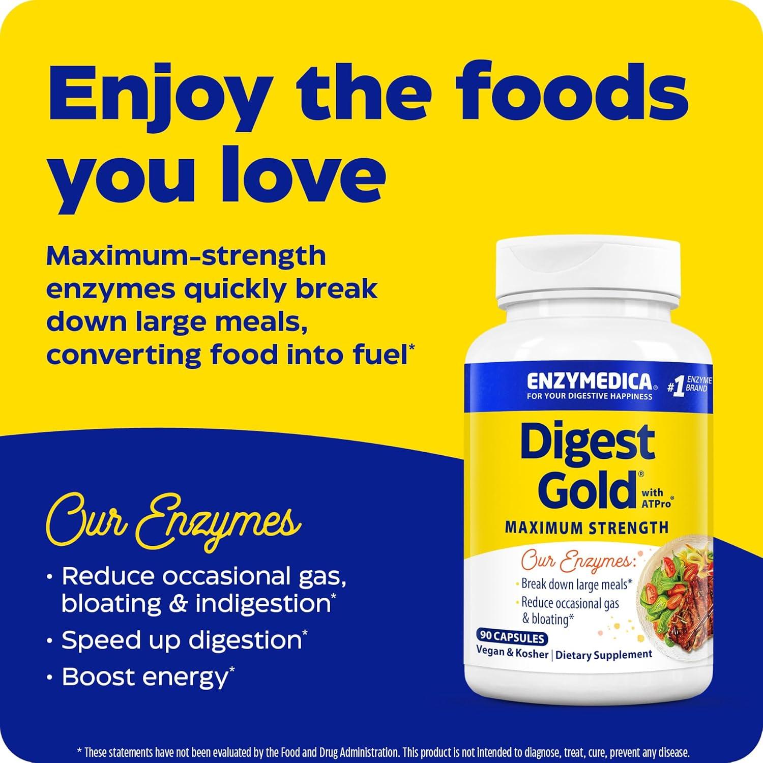 Enzymedica Digest Gold + ATPro 90 Cápsulas Digestivas