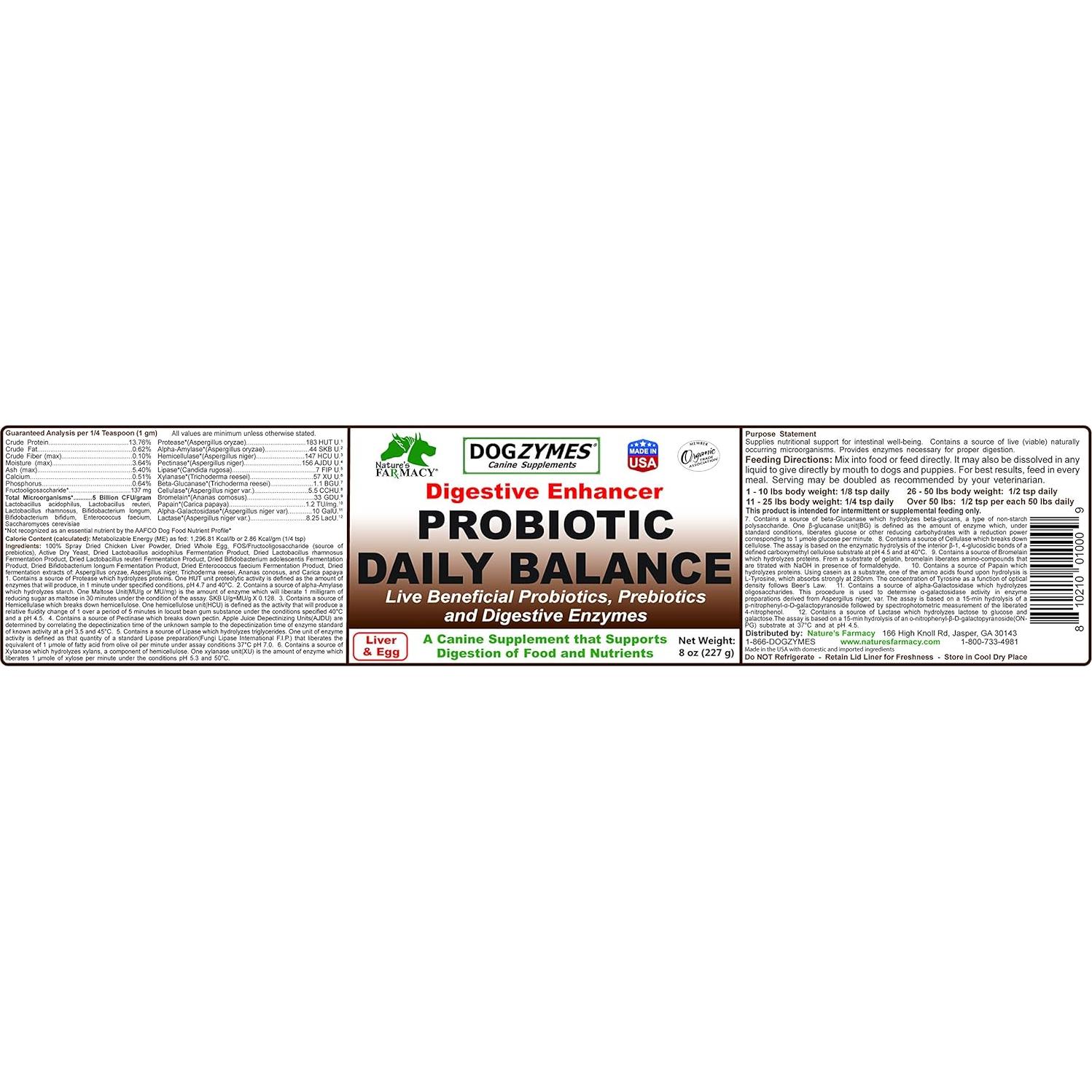 Dogzymes Probiotic Daily Balance 226.8g - Suplemento Canino