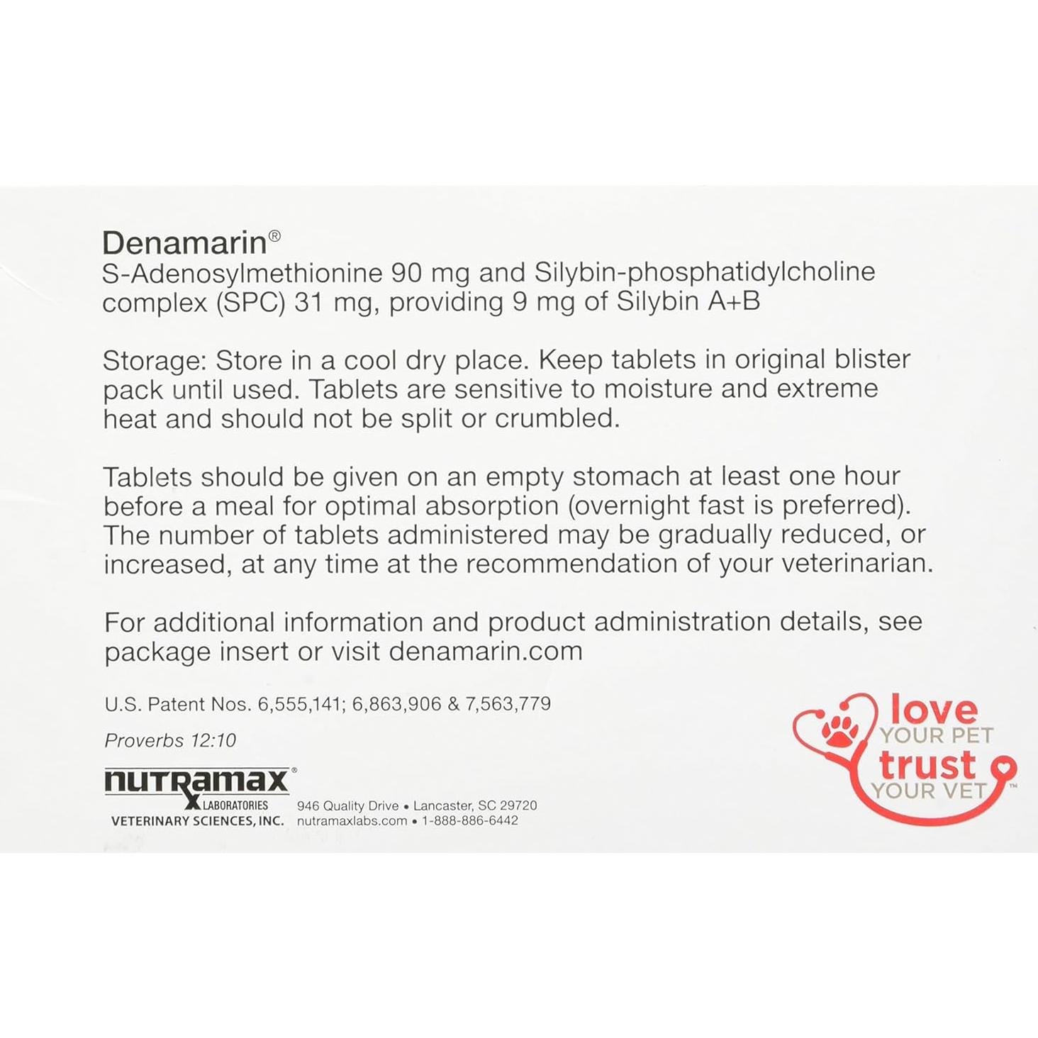 Suplemento Hepático Denamarin Nutramax para Perros y Gatos 30 Tabletas