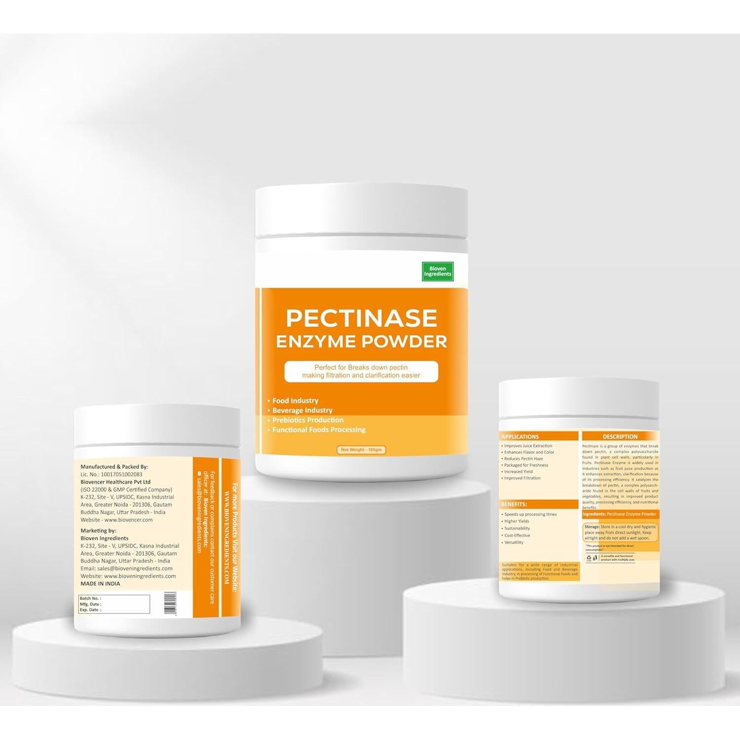 Polvo de Enzima Pectinasa Biovencer 125g - Mejora Jugo y Sabor