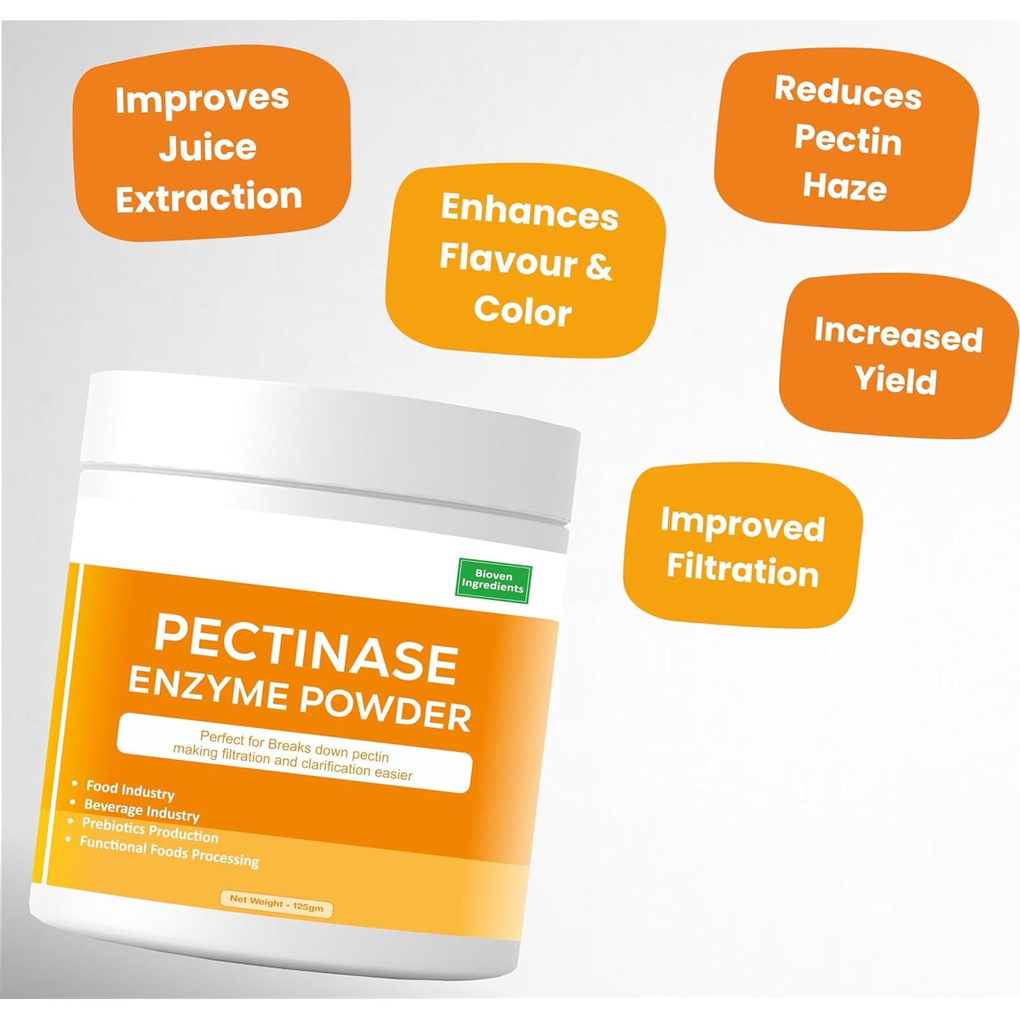 Polvo de Enzima Pectinasa Biovencer 125g - Mejora Jugo y Sabor