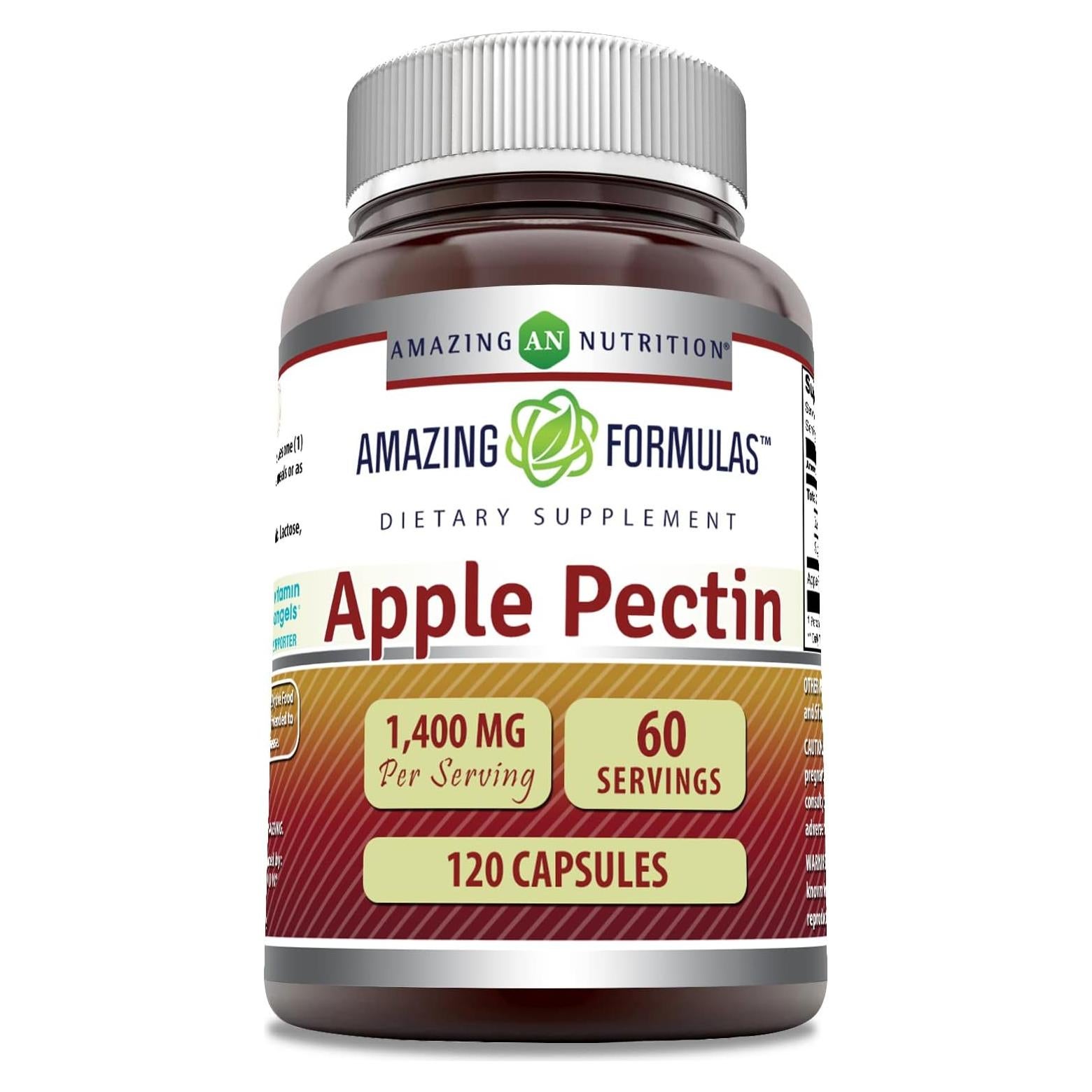 Suplemento de Pectina de Manzana 1400 Mg Fórmulas Asombrosas 120 Cápsulas