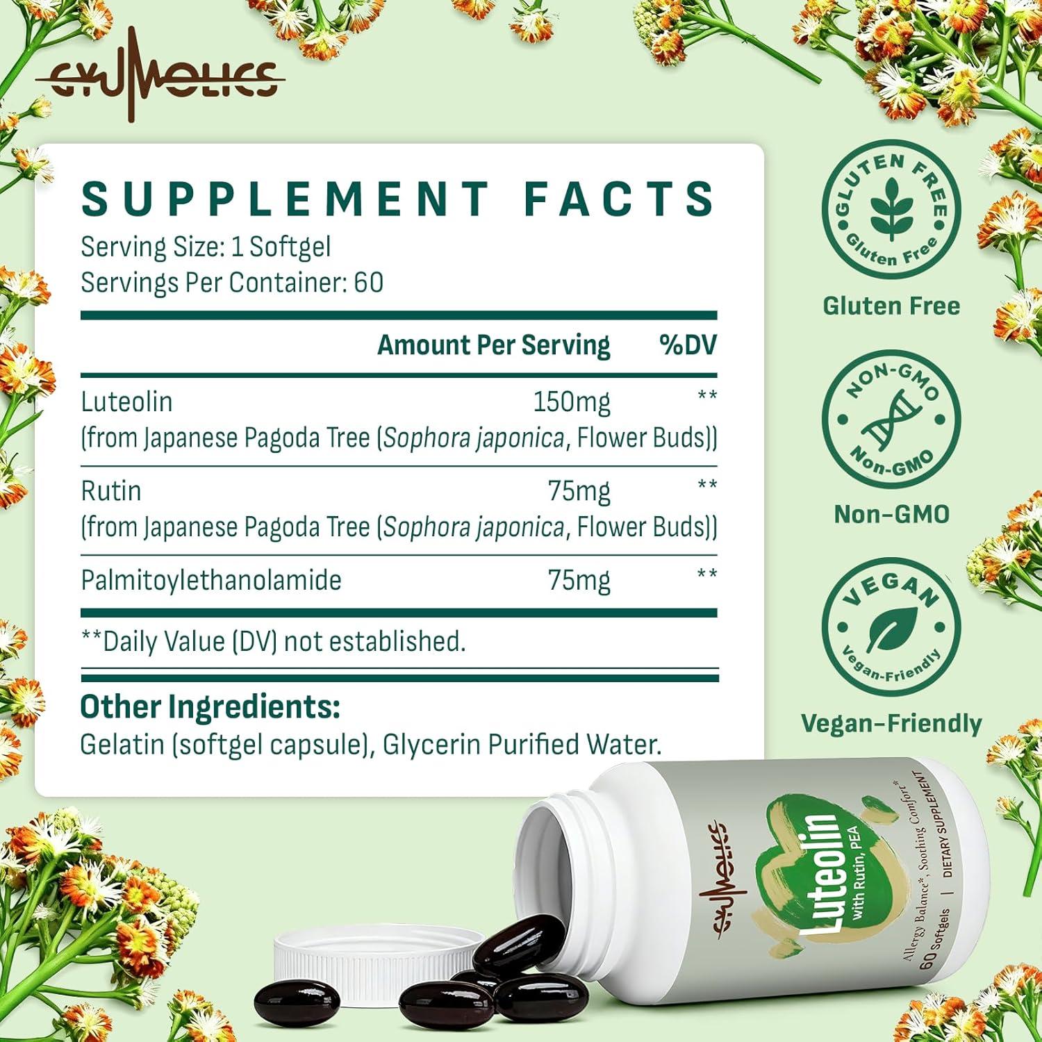 Suplemento de Luteolina 300mg Gyumolics - 60 Cápsulas Blandas