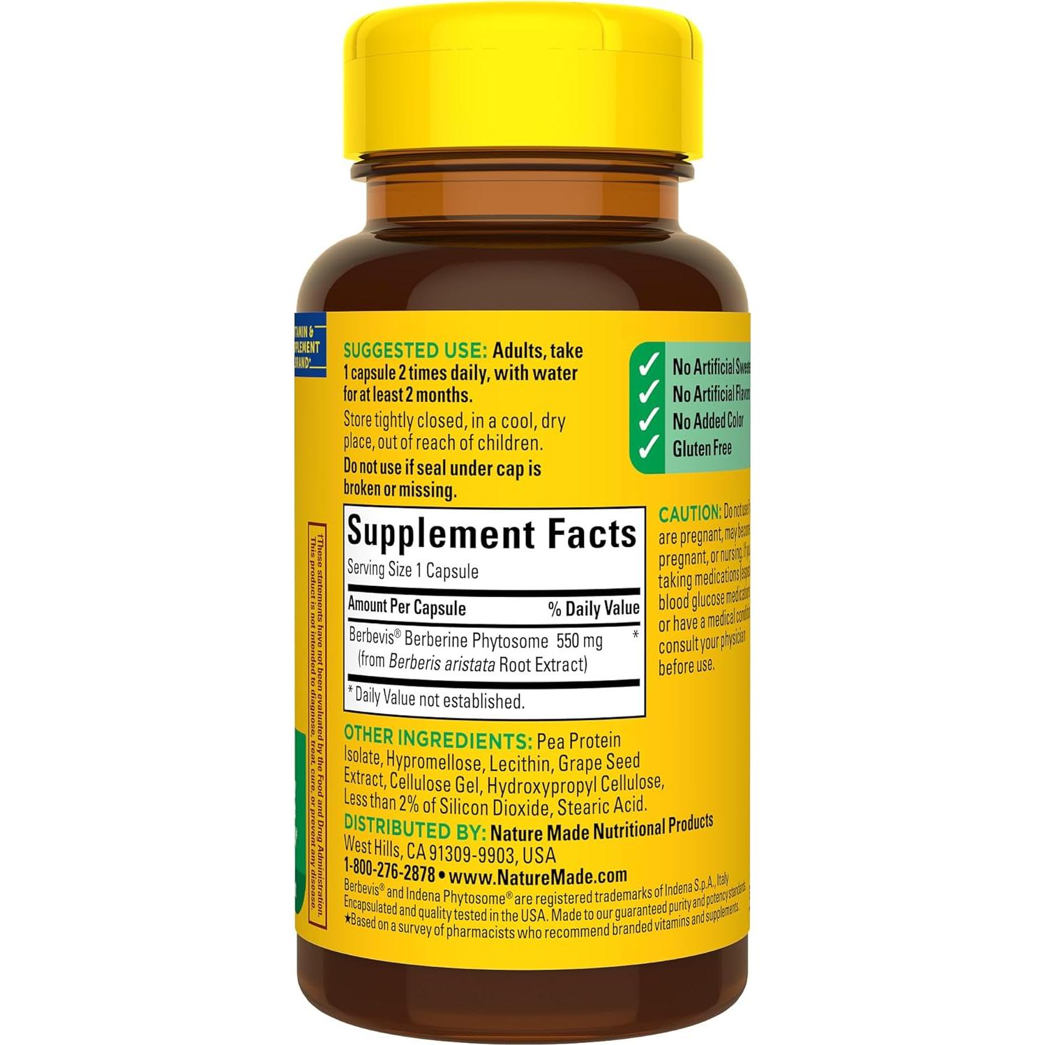 Nature Made Berberina Fitósoma 1100mg 60 Cápsulas Suplemento