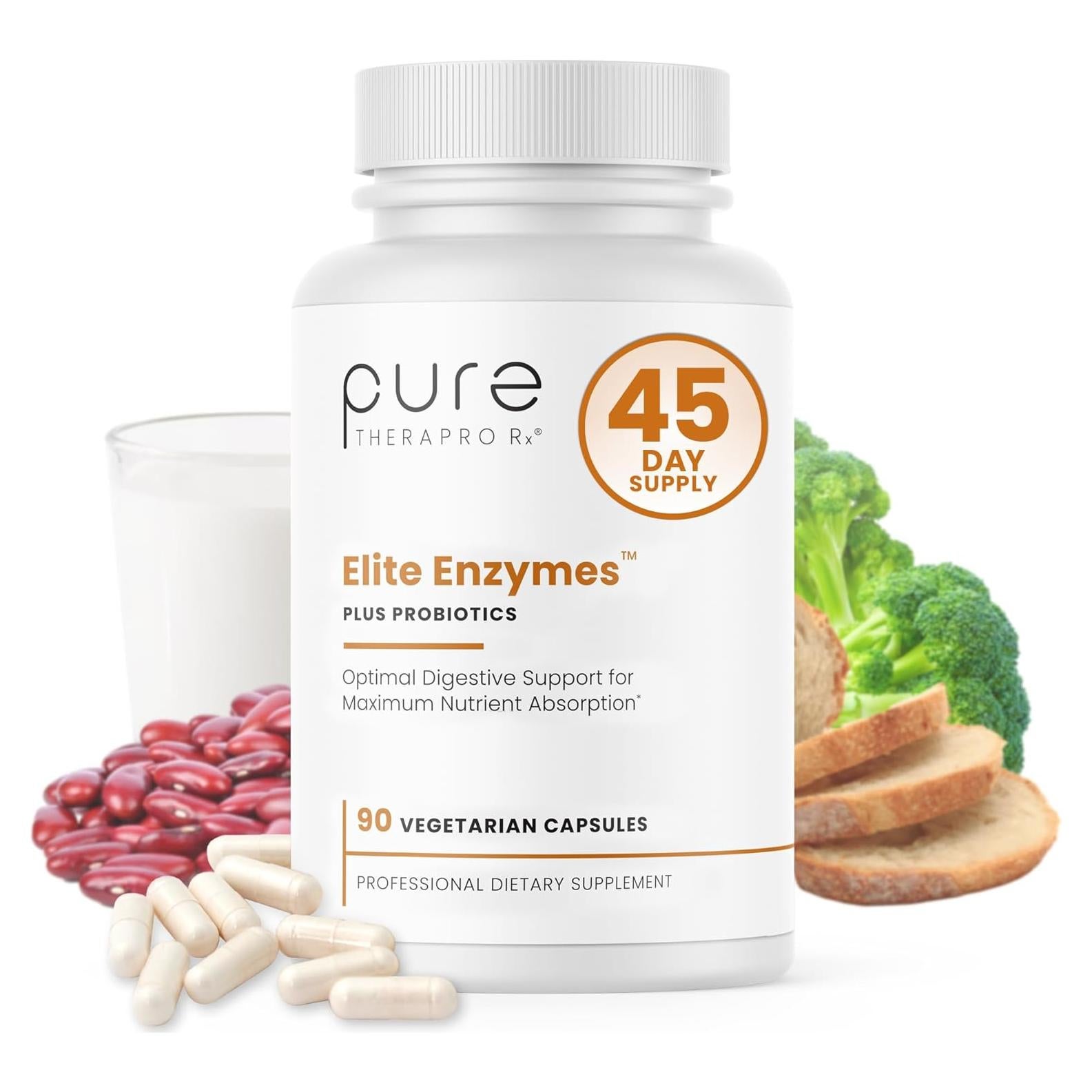 Suplemento Enzimas Digestivas Veganas Pure TheraPro Rx 90 Cápsulas