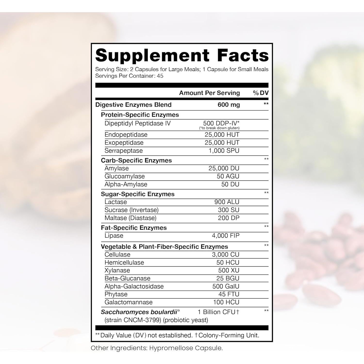 Suplemento Enzimas Digestivas Veganas Pure TheraPro Rx 90 Cápsulas