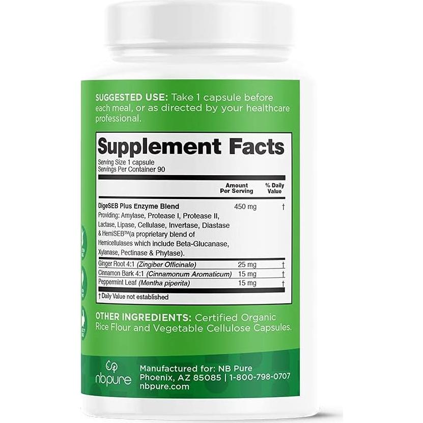 Complejo de Enzimas Digestivas Veganas Nbpure - 12 Enzimas y 3 Hierbas