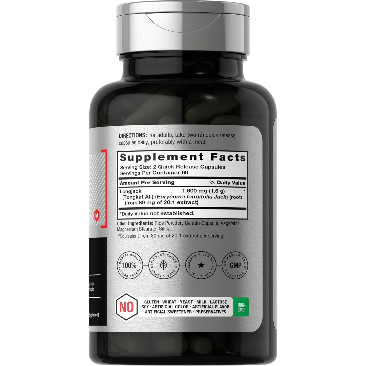 Horbäach Longjack Tongkat Ali 1600mg 120 Cápsulas Suplemento