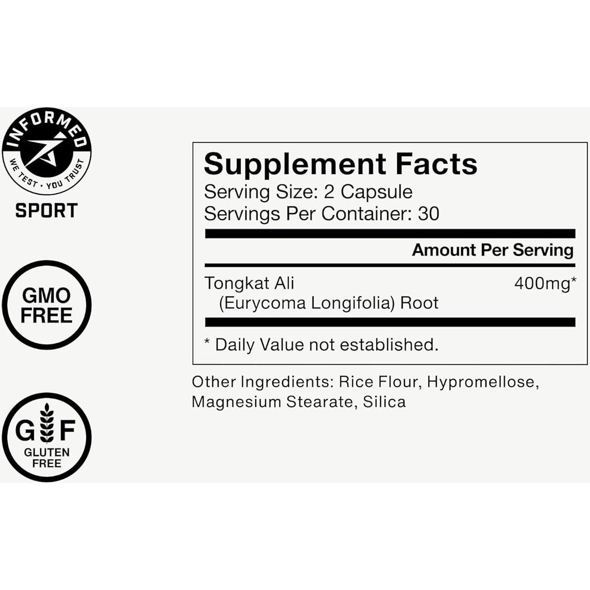 Suplemento Tongkat Ali Momentous 400 mg - 30 porciones