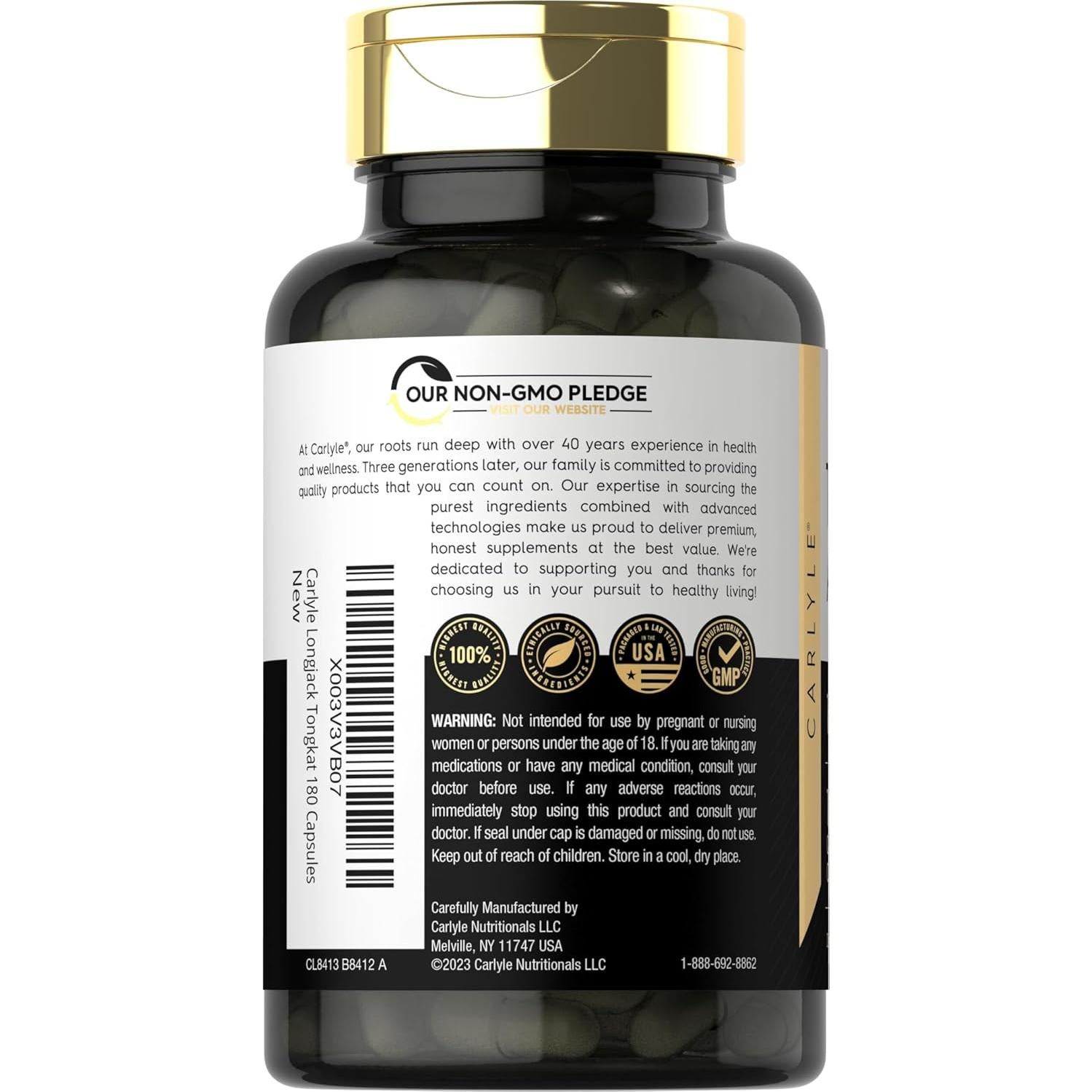 Cápsulas de Tongkat Ali Carlyle | 180 Unidades | 1600mg