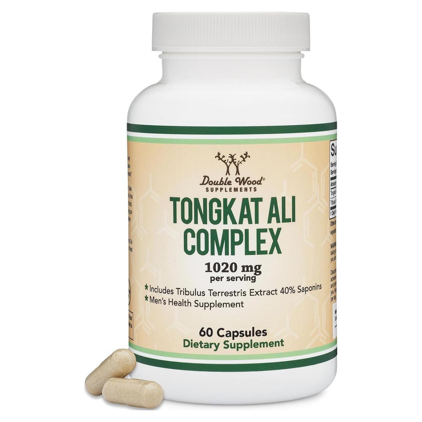 Extracto de Tongkat Ali 1000mg + Tribulus 20mg - 60 Cápsulas Double Wood