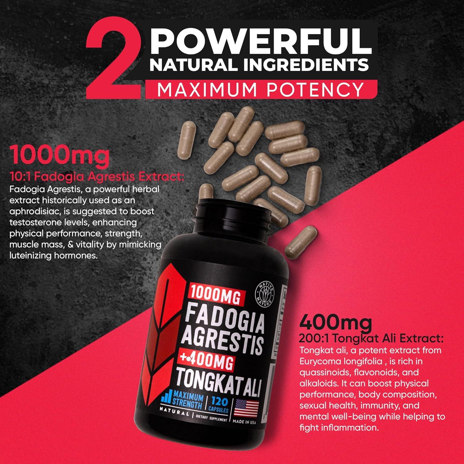 Suplemento Fadogia Agrestis y Tongkat Ali 1400mg - 120 Cápsulas