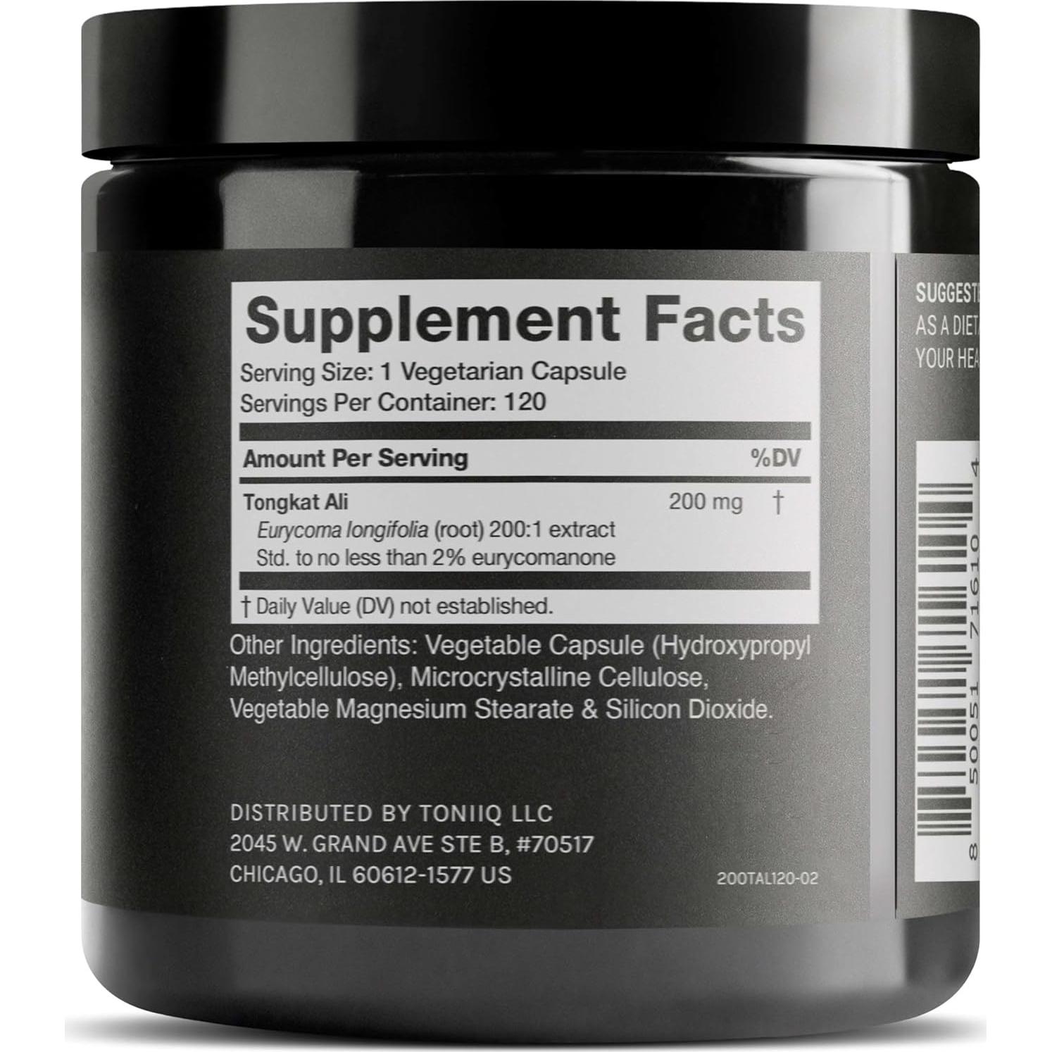 Tongkat Ali 200:1 Toniiq - Extracto 120 cápsulas 2% Eurycomanona