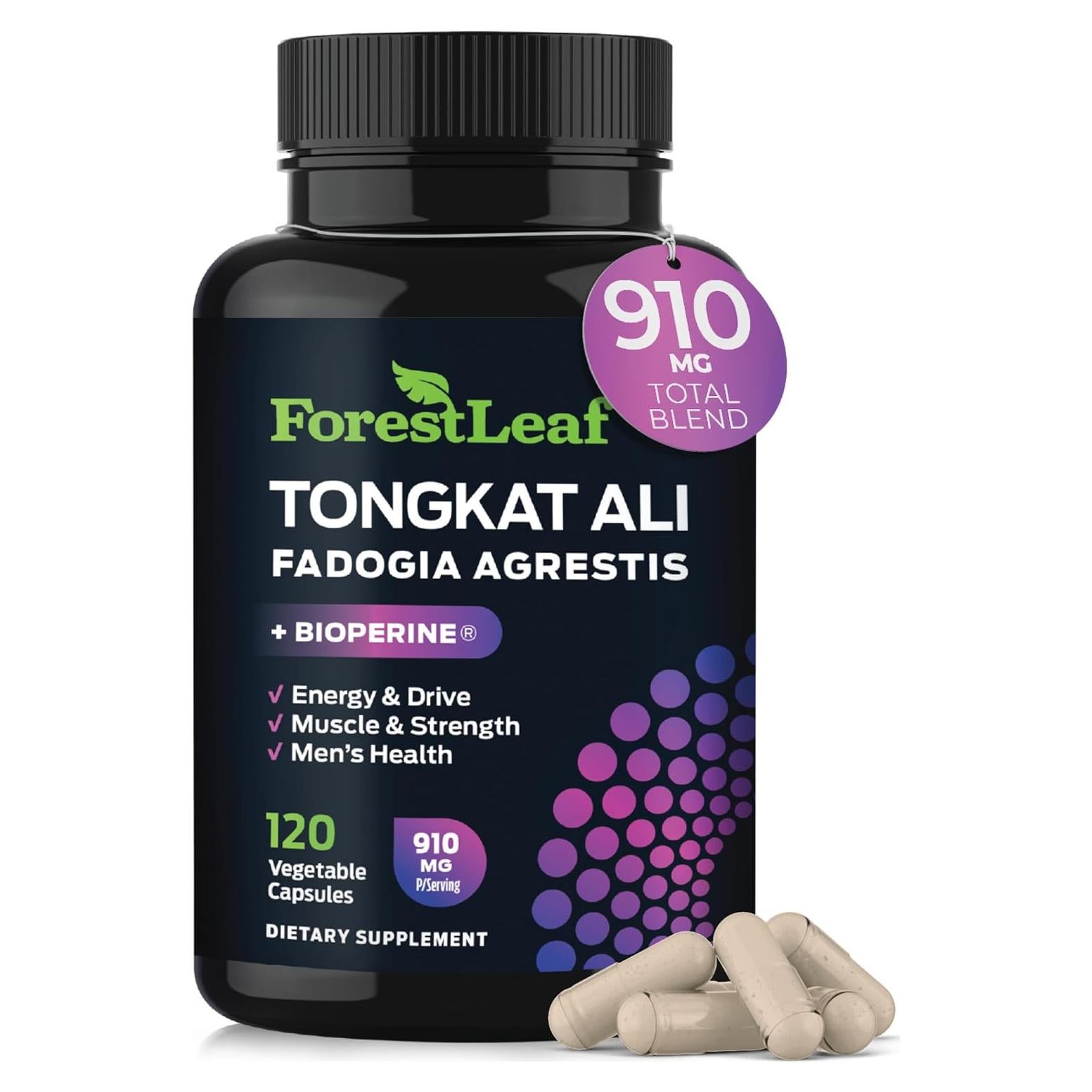 Suplemento Tongkat Ali y Fadogia Agrestis ForestLeaf 120 Cápsulas