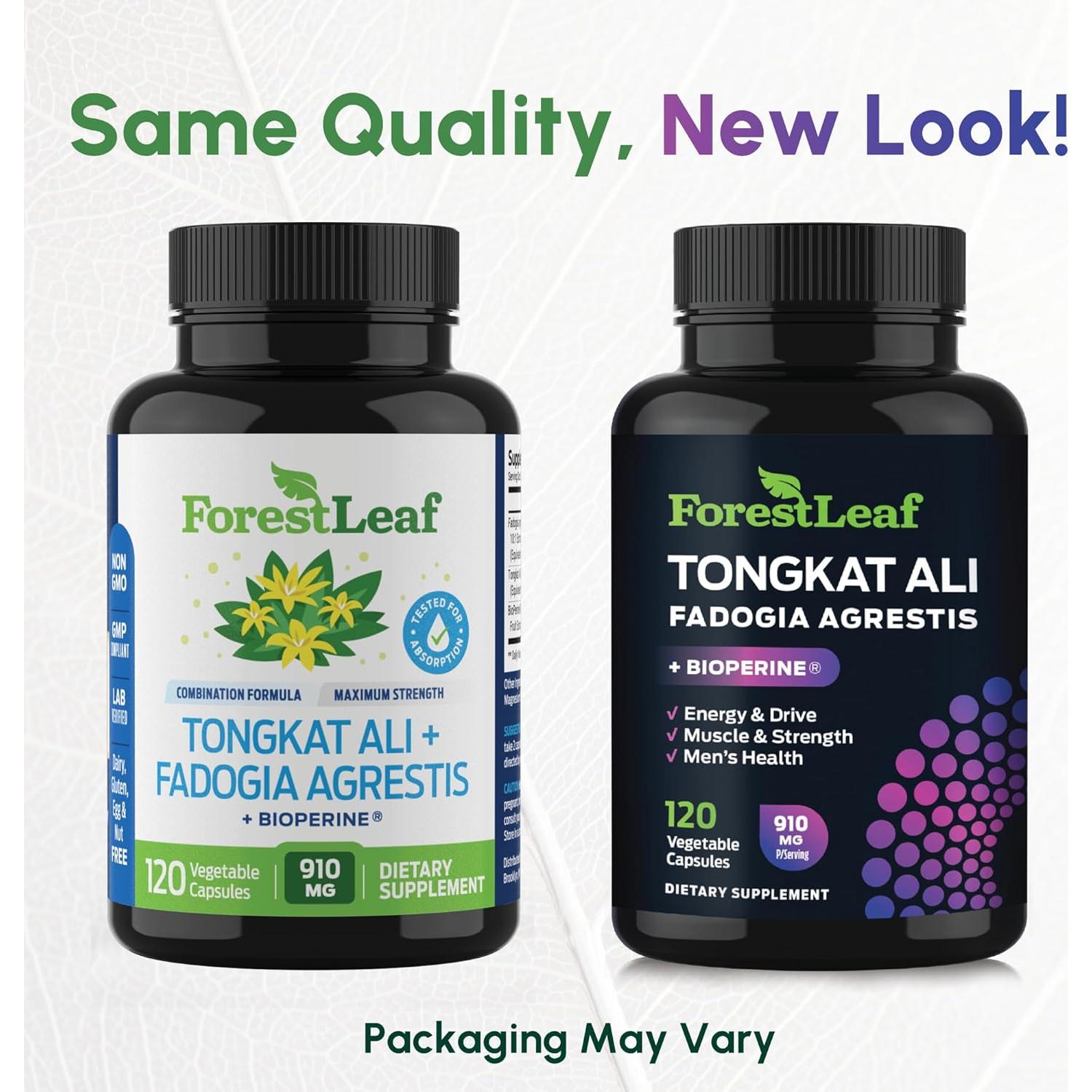 Suplemento Tongkat Ali y Fadogia Agrestis ForestLeaf 120 Cápsulas