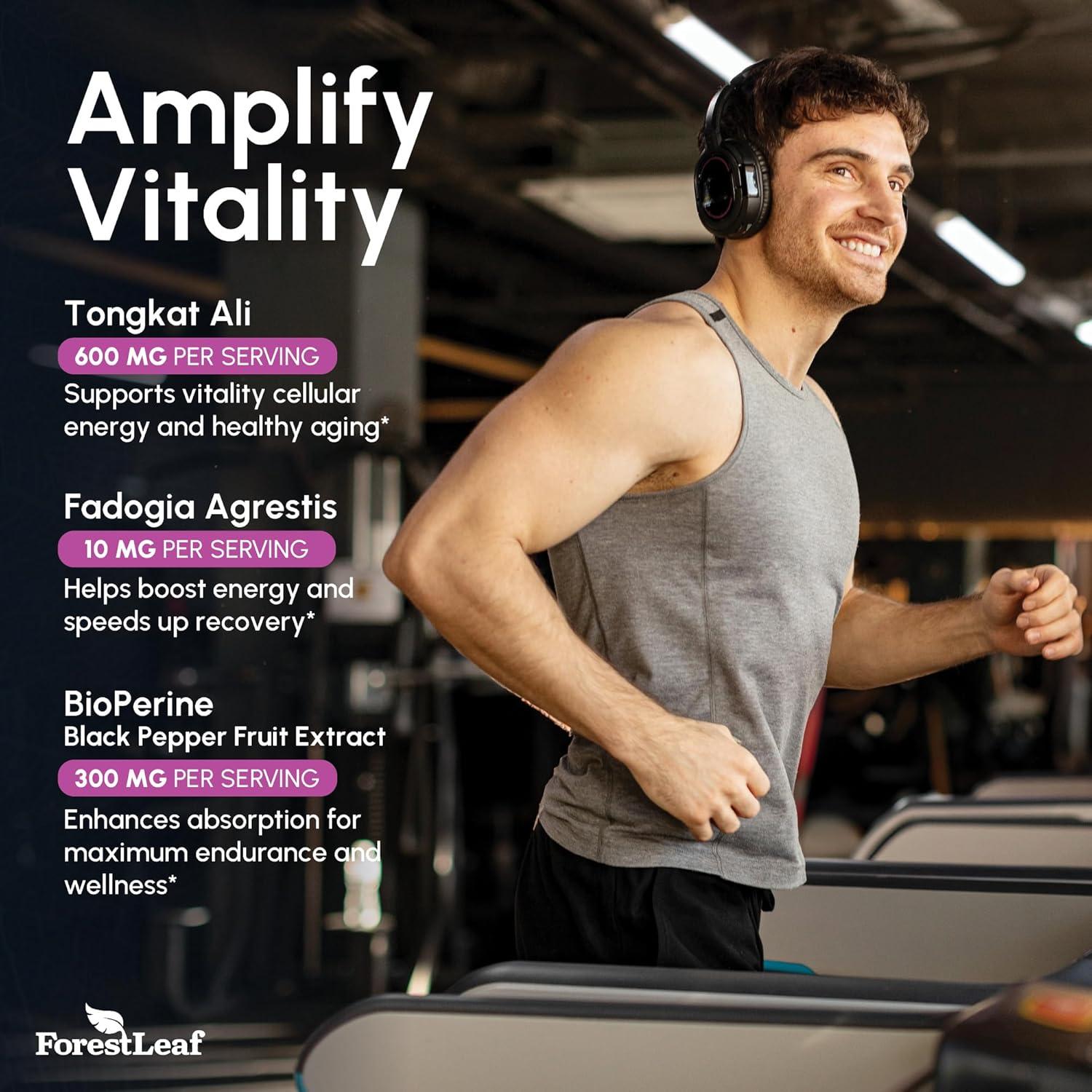 Suplemento Tongkat Ali y Fadogia Agrestis ForestLeaf 120 Cápsulas