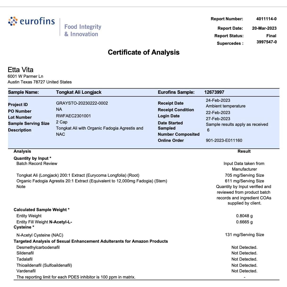 Suplemento Energético Etta Vita Longjack 700mg - Fadogia Agrestis