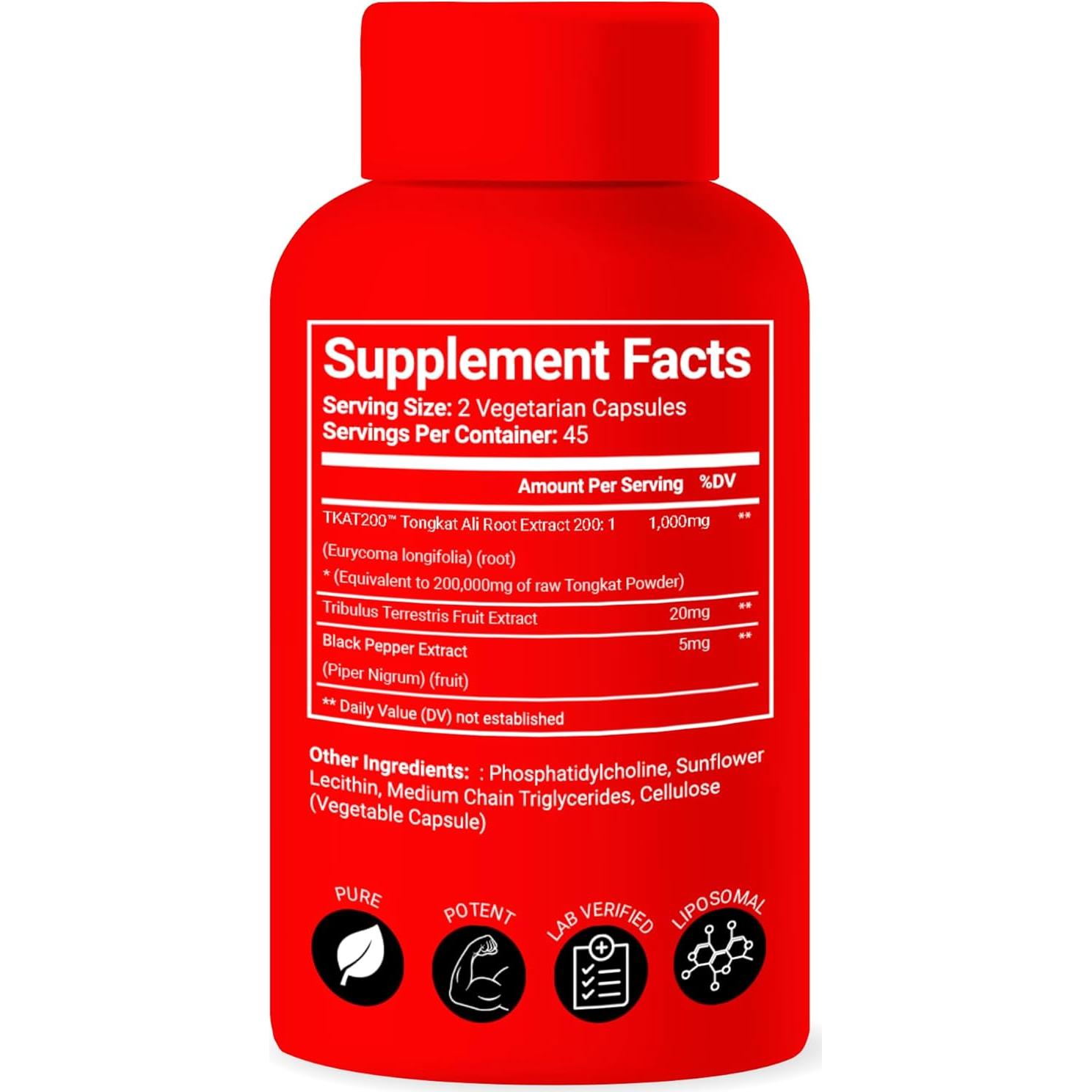 Cápsulas de Extracto de Tongkat Ali Liposomal Advanced Bionetix 200x 200000 mg