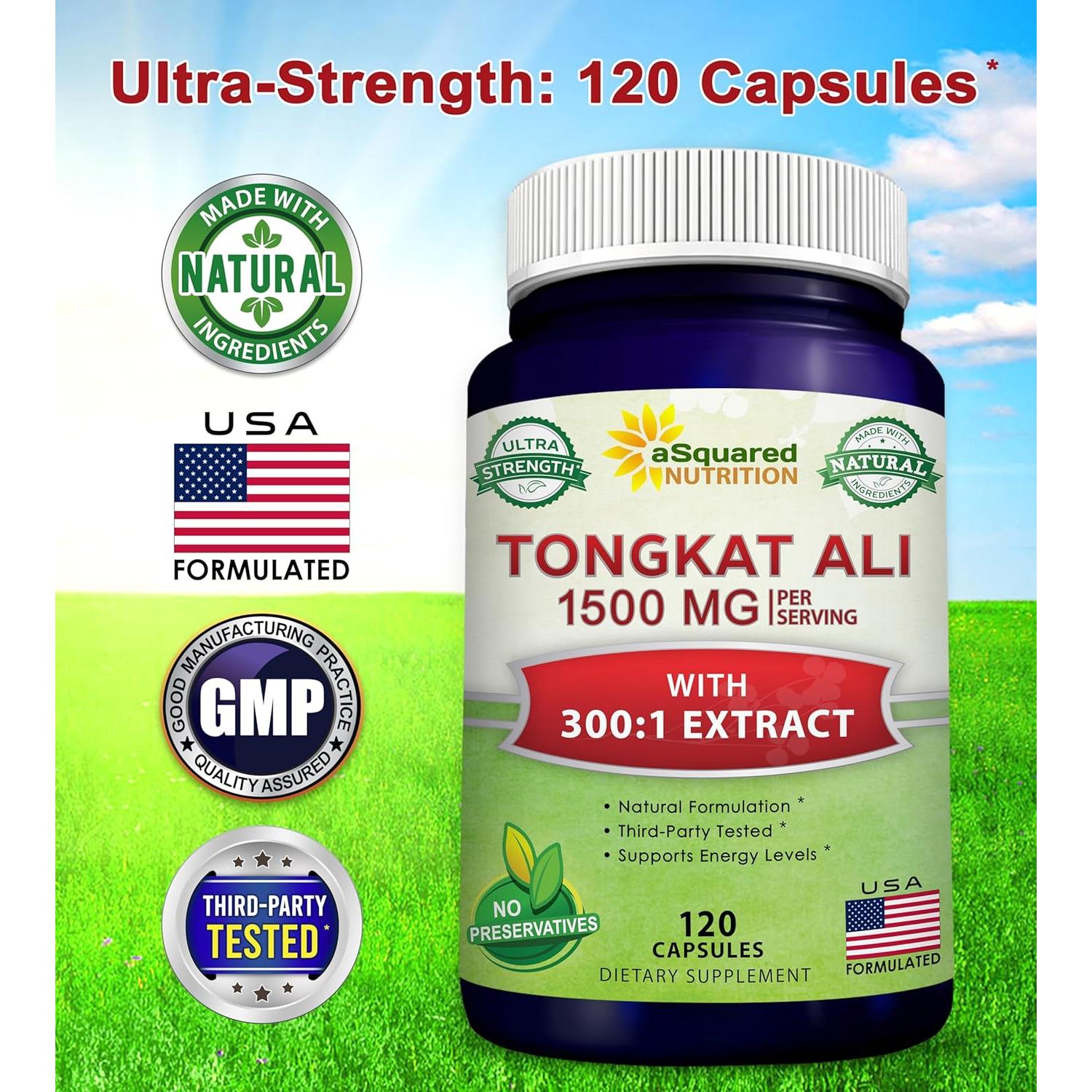 Suplemento Tongkat Ali 1500mg aSquared Nutrition 120 Cápsulas