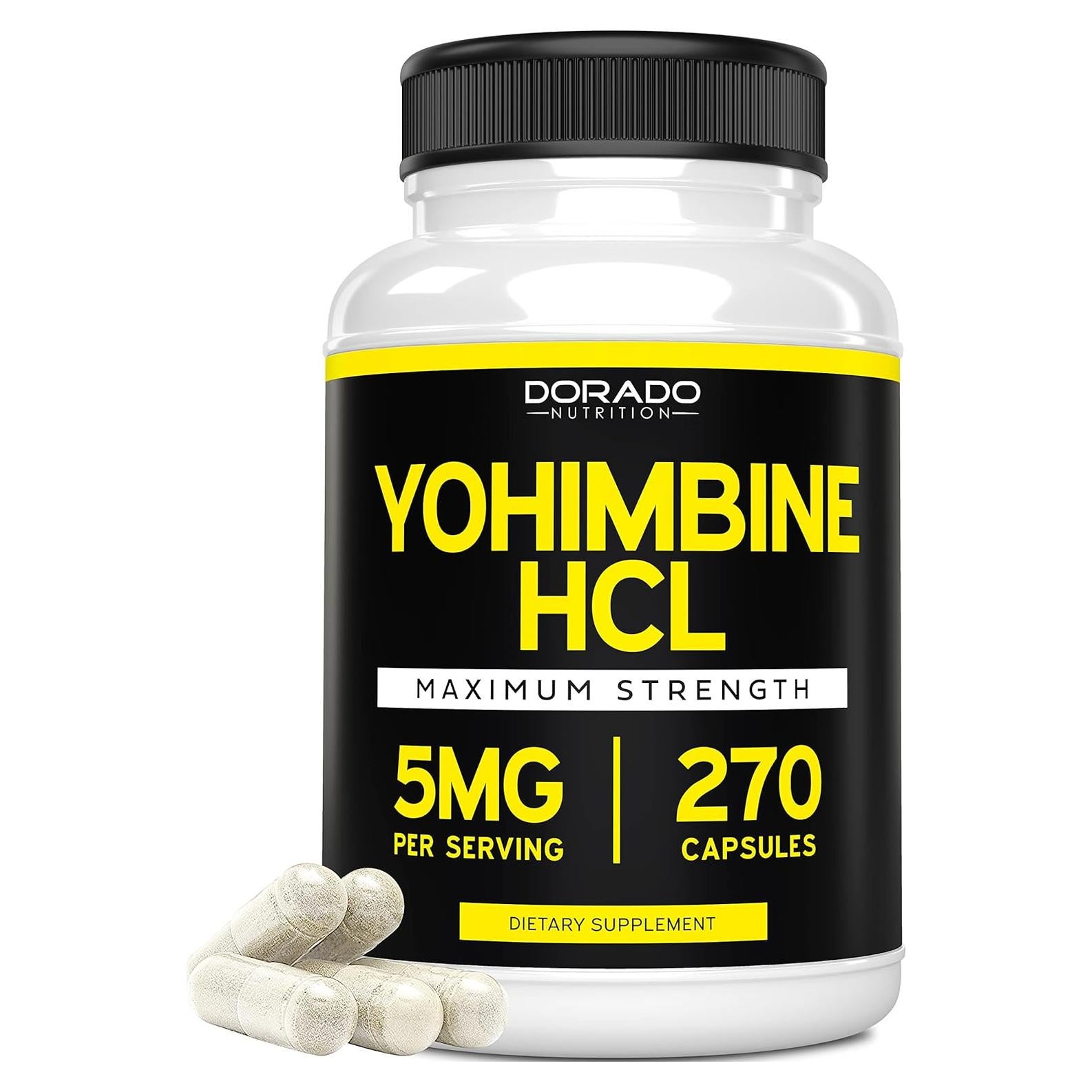 Yohimbina HCL 5mg Dorado Nutrition 270 Cápsulas Veganas