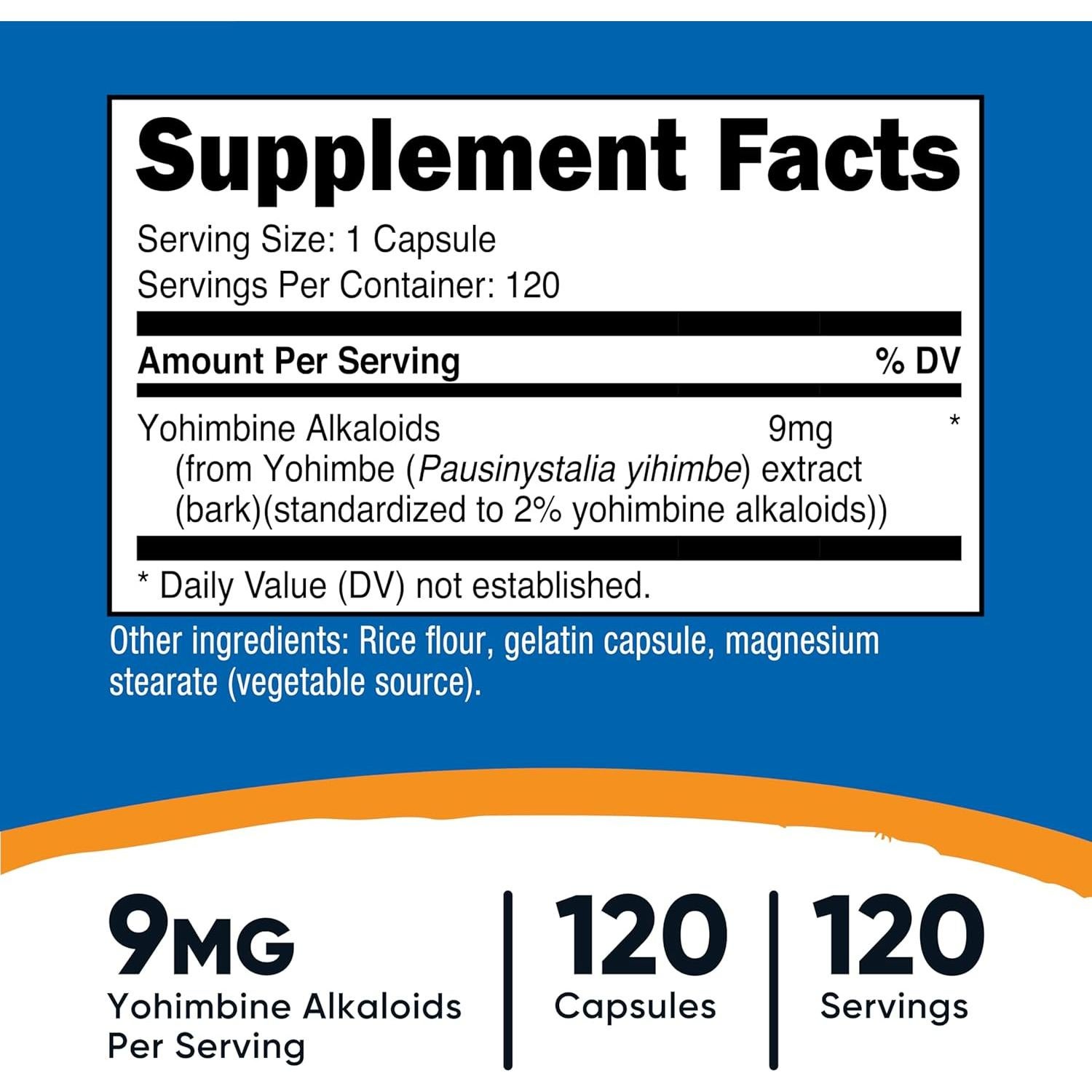 Extracto de Corteza de Yohimbe Nutricost 450mg - 120 Cápsulas