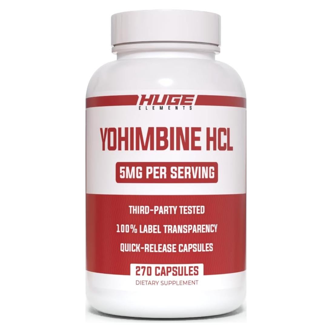 Yohimbina HCl 5mg Huge Supplements - 270 Cápsulas Vegetales