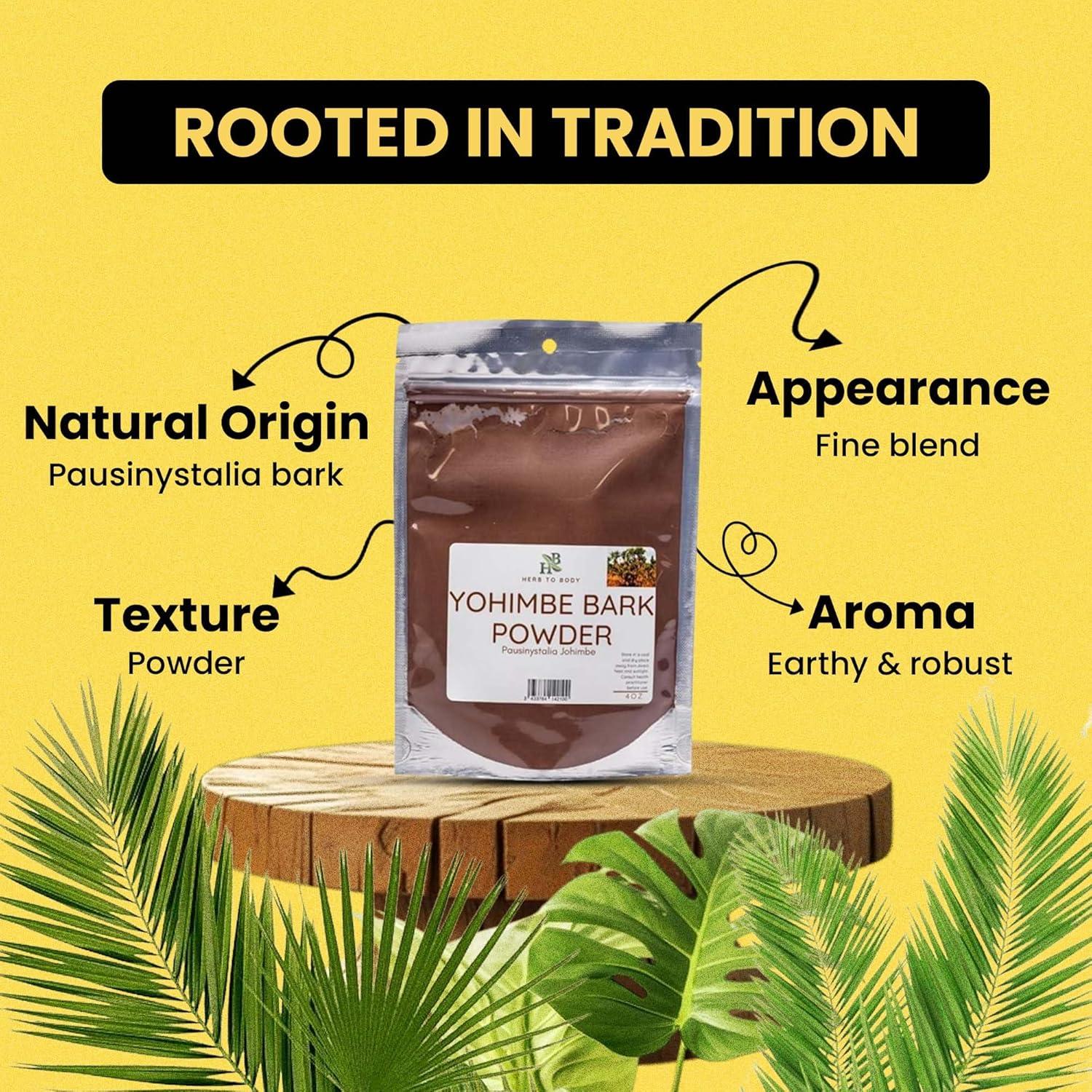 Polvo de Corteza de Yohimbe Herb To Body 113.4 g - Té Herbal