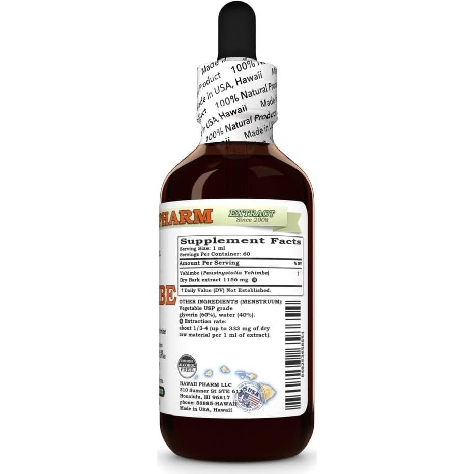 Extracto de Yohimbe 59 ml Hawaii Pharm - Natural y Vegano