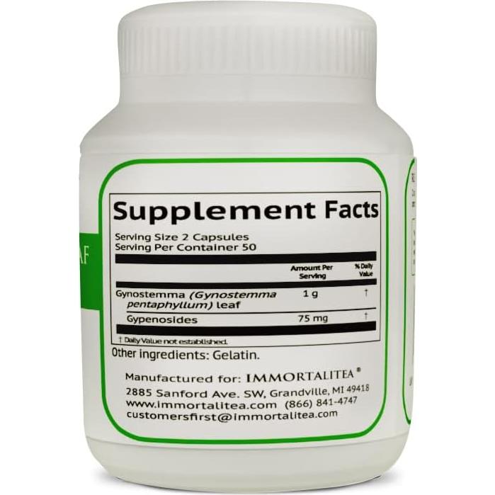 Cápsulas de Gynostemma Immortalitea 500mg - Suplemento Natural