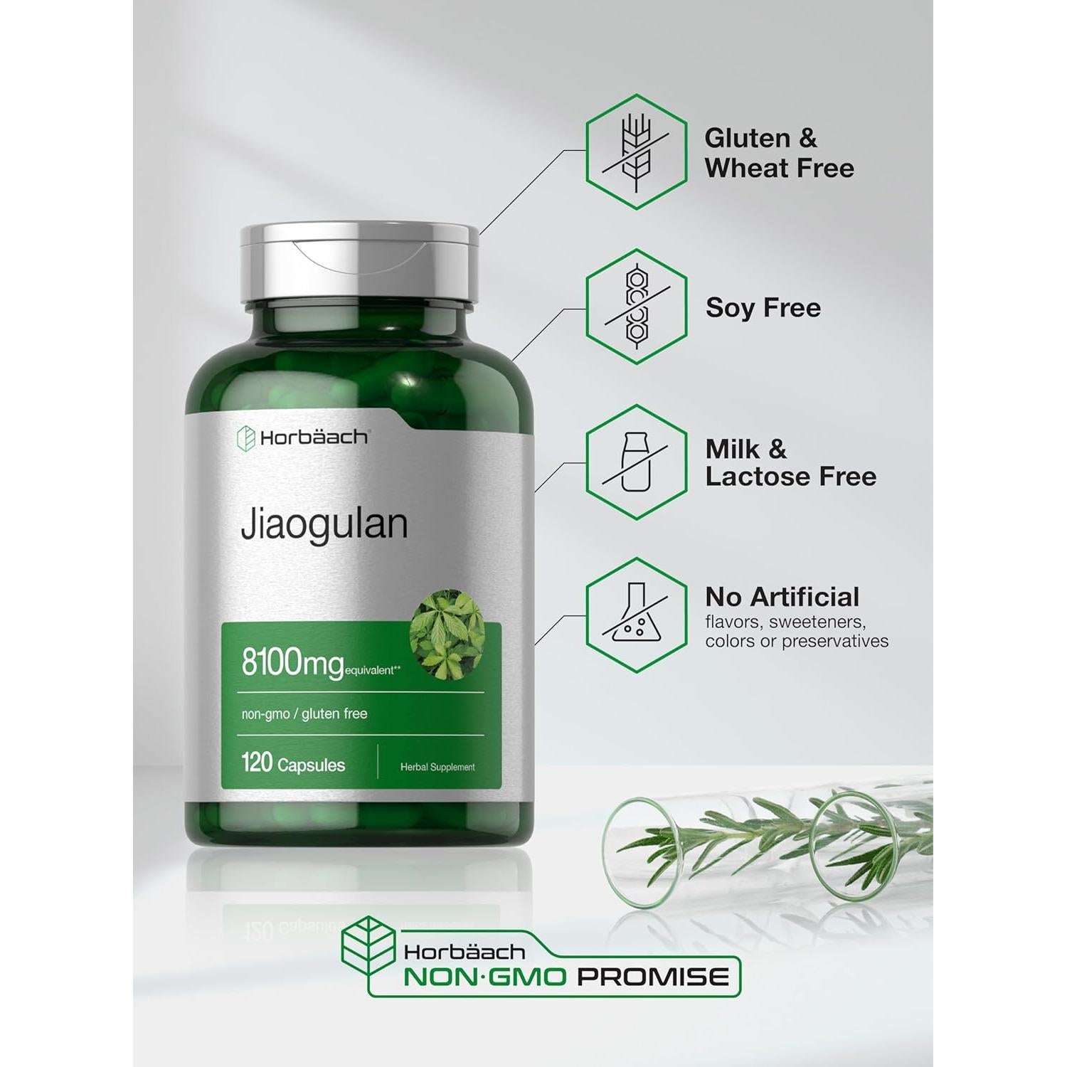 Cápsulas de Jiaogulan Horbäach 8100 mg 120 Unidades Suplemento