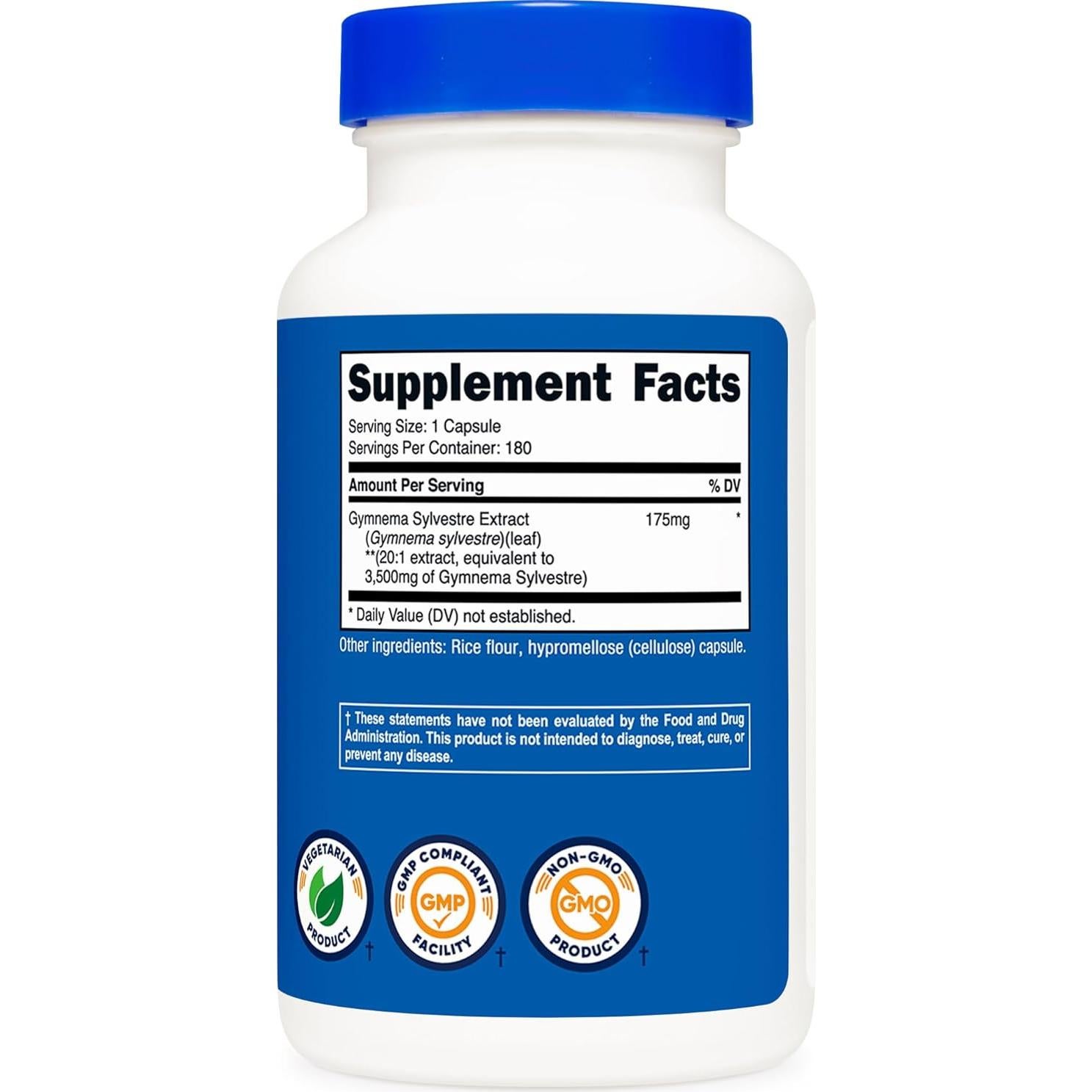 Cápsulas de Gymnema Sylvestre Nutricost 3,500mg - 180 Unidades