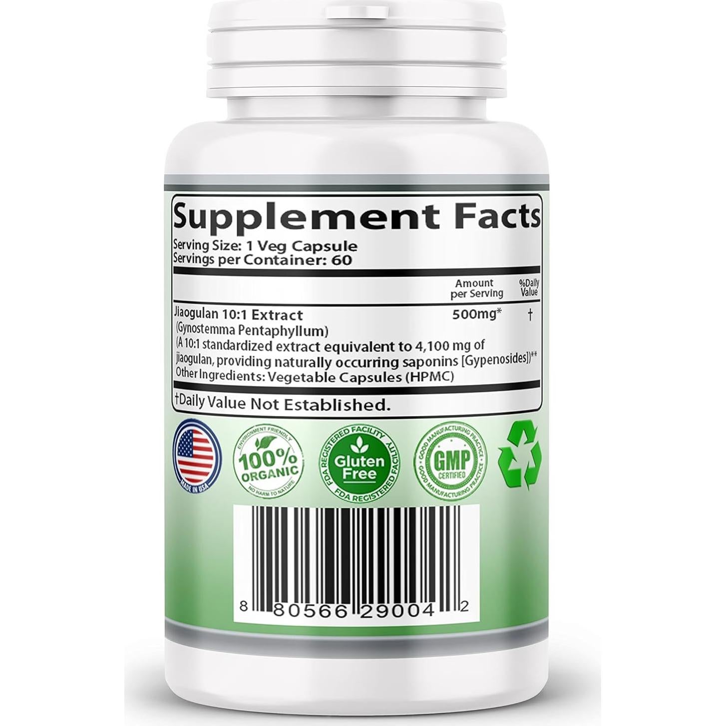 Píldoras de Jiaogulan SMS, 60 Cápsulas Vegetales, Extracto 10:1