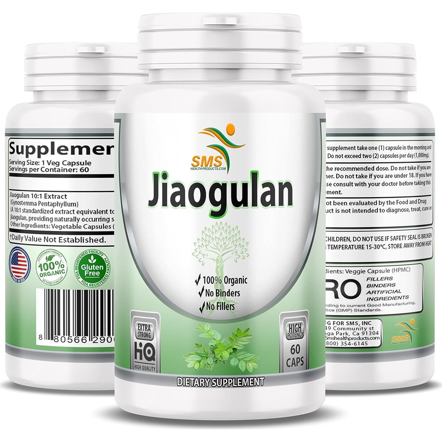 Píldoras de Jiaogulan SMS, 60 Cápsulas Vegetales, Extracto 10:1