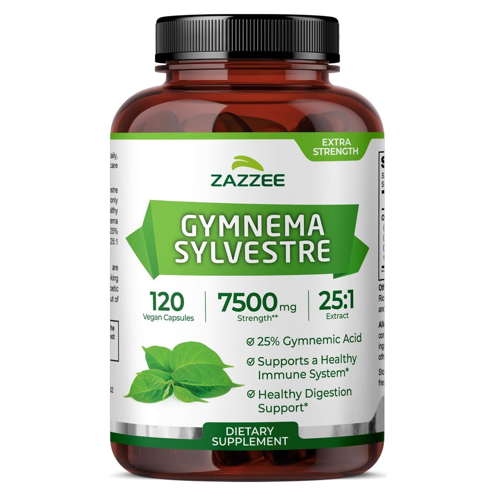 Extracto de Gymnema Sylvestre Orgánico Zazzee 7500 mg 120 Cápsulas