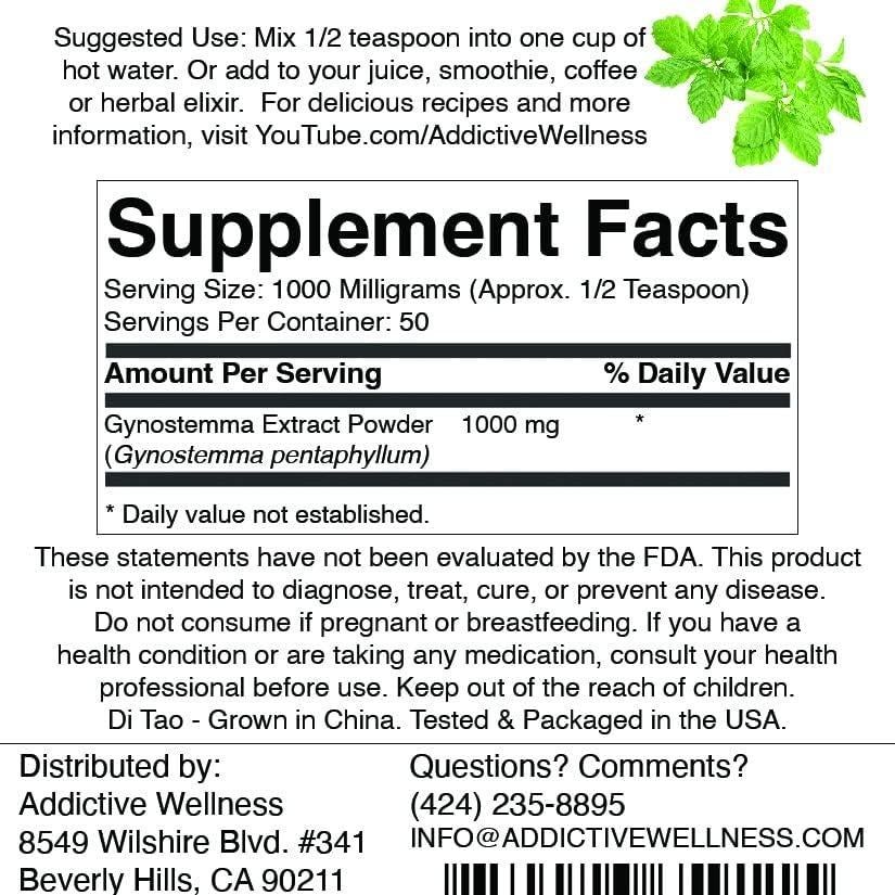 Polvo de Gynostemma Adaptógeno Puro Addictive Wellness 59g