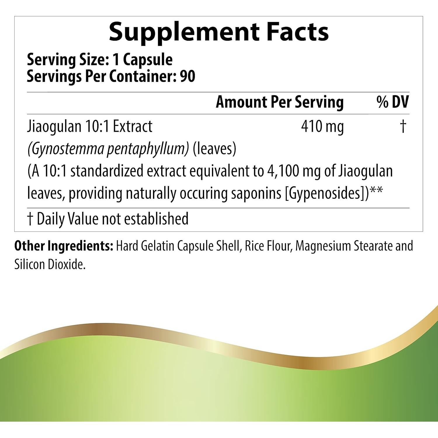 Suplemento Herbal Jiaogulan Pacific Nature 90 Cápsulas 4100mg