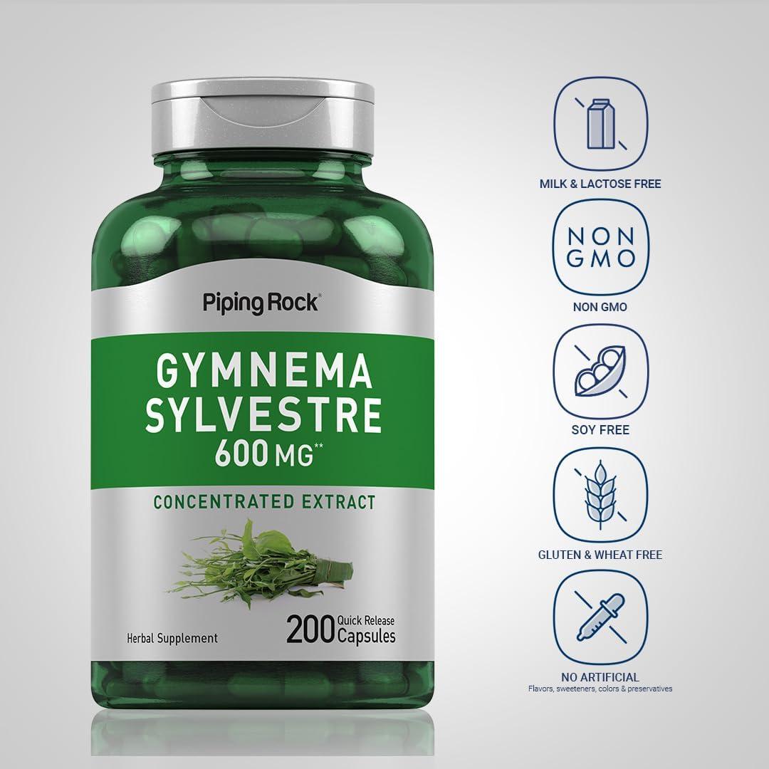 Suplemento de Gymnema Sylvestre Piping Rock 600 mg - 200 Cápsulas