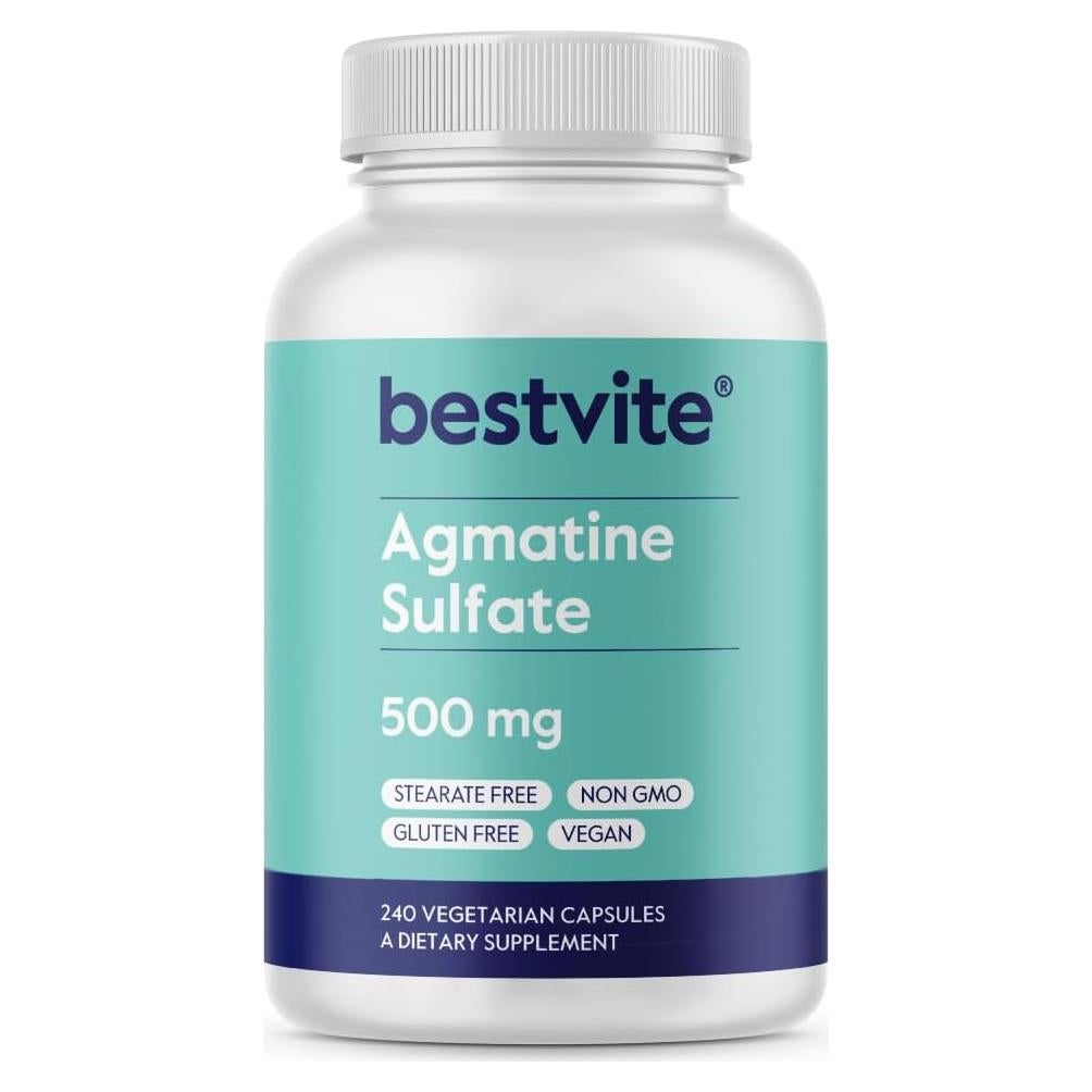 Sulfato de Agmatina 500mg Bestvite - 240 Cápsulas Veganas