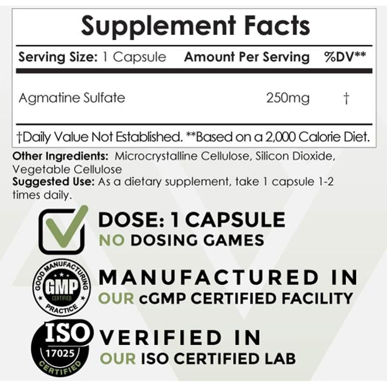 Cápsulas de Sulfato de Agmatina Nootropics Depot 250mg 240u