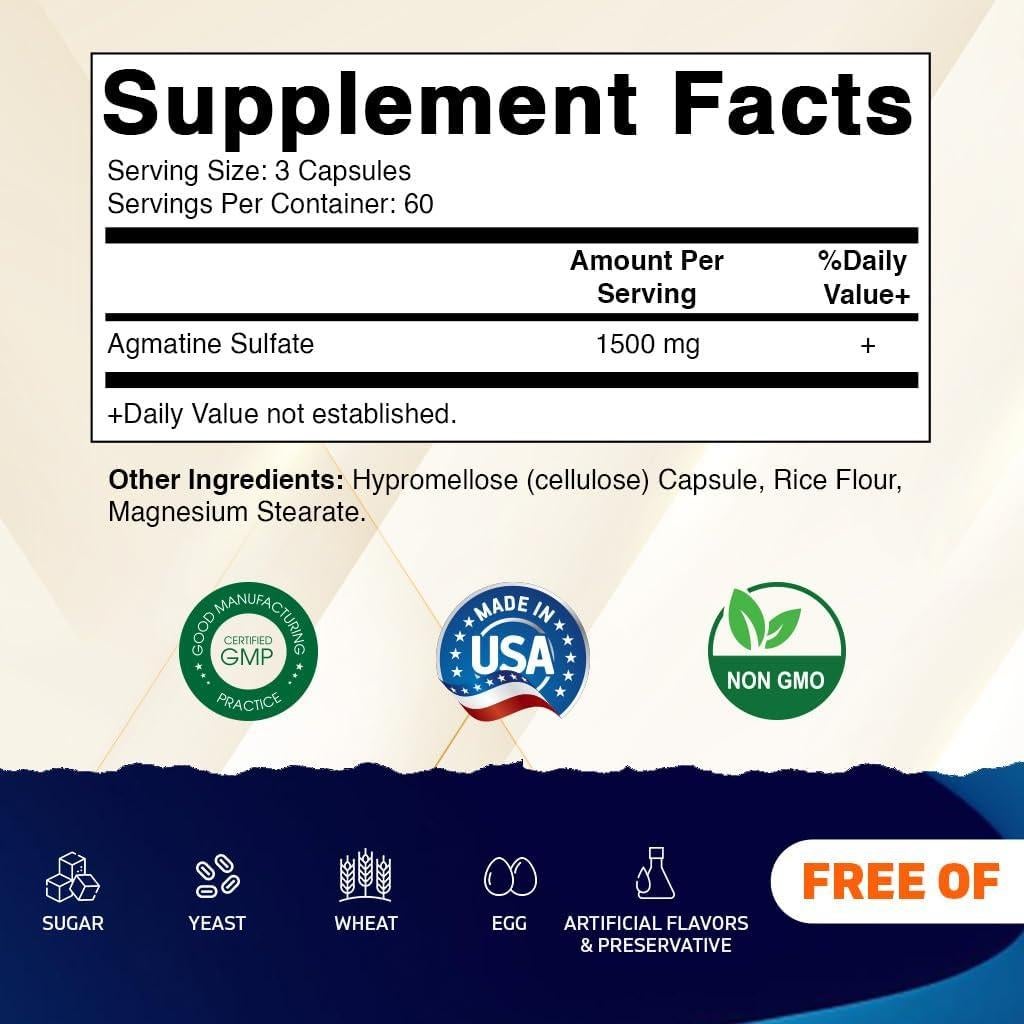 Sulfato de Agmatina Vitamatic 1500mg 180 Cápsulas Veganas