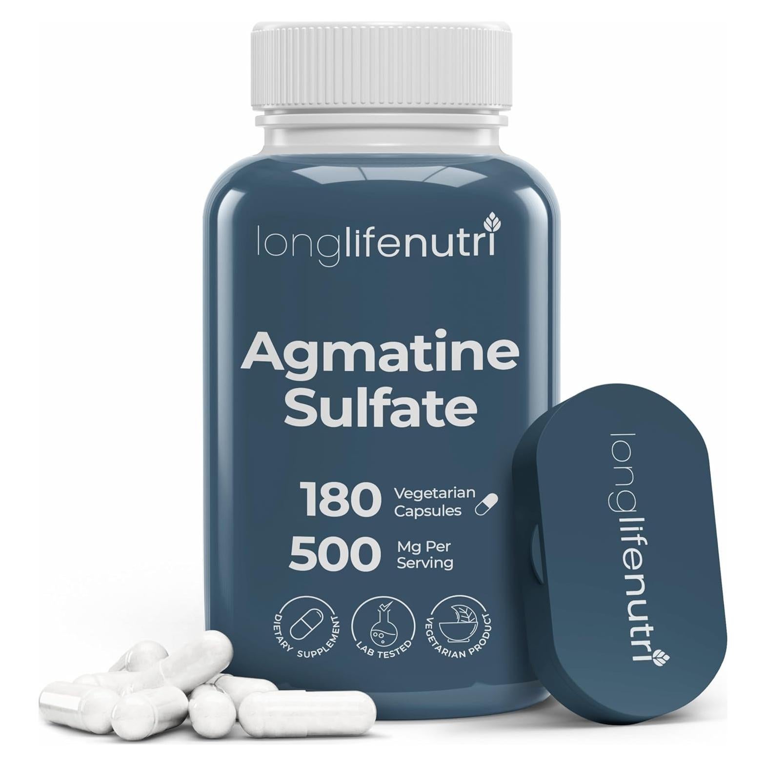 Sulfato de Agmatina LongLifeNutri 500 mg 180 Cápsulas Vegetarianas