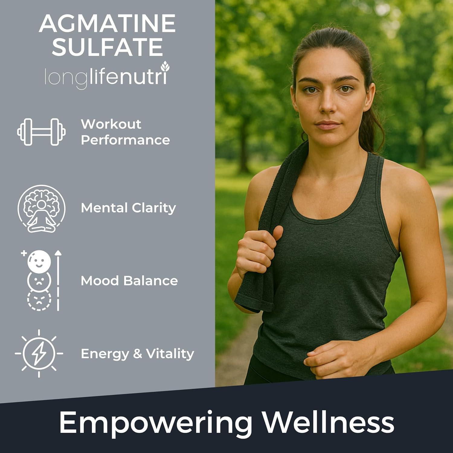 Sulfato de Agmatina LongLifeNutri 500 mg 180 Cápsulas Vegetarianas