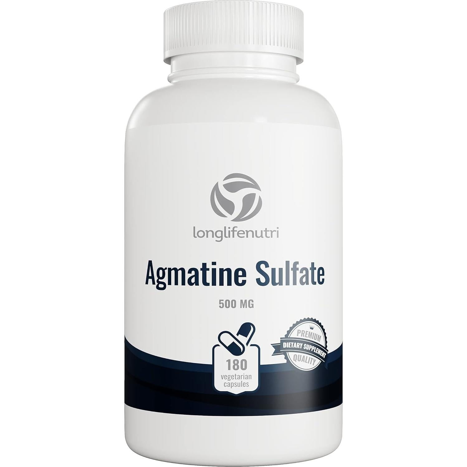 Sulfato de Agmatina LongLifeNutri 500 mg 180 Cápsulas Vegetarianas