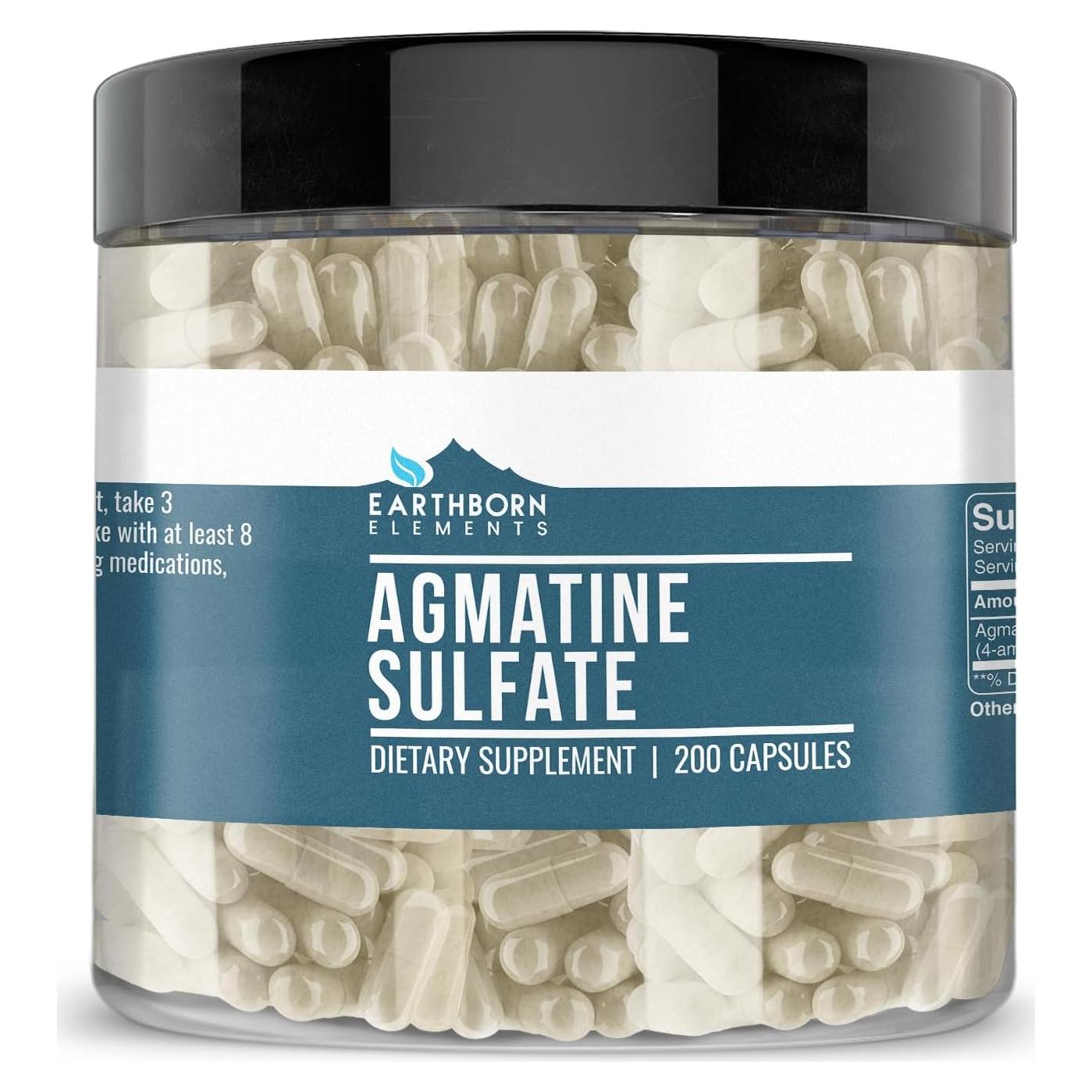 Sulfato de Agmatina Earthborn Elements 200 Cápsulas Puras
