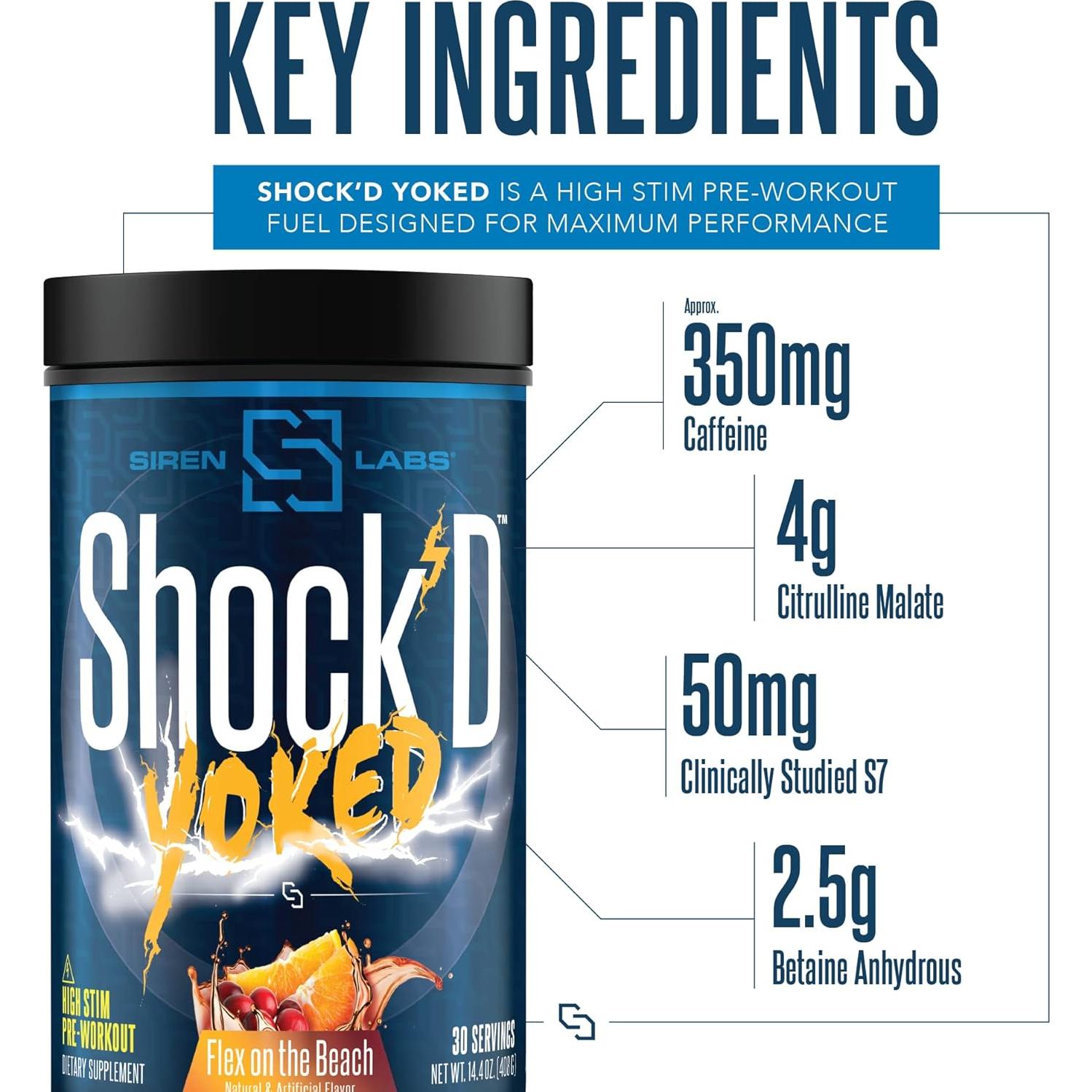 Pre-Entrenamiento Shock'D Yoked - Alta Energía 30 Porciones